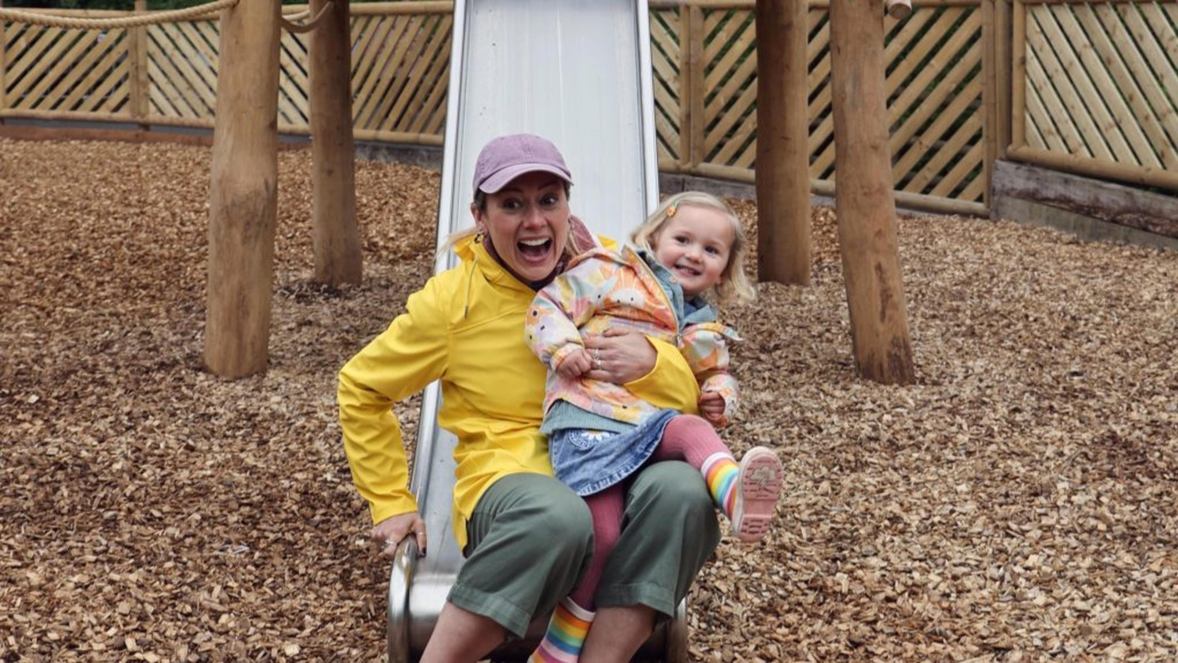 Mother and child at Paignton Zoo playing in SEN-friendly Free Play park Hangout