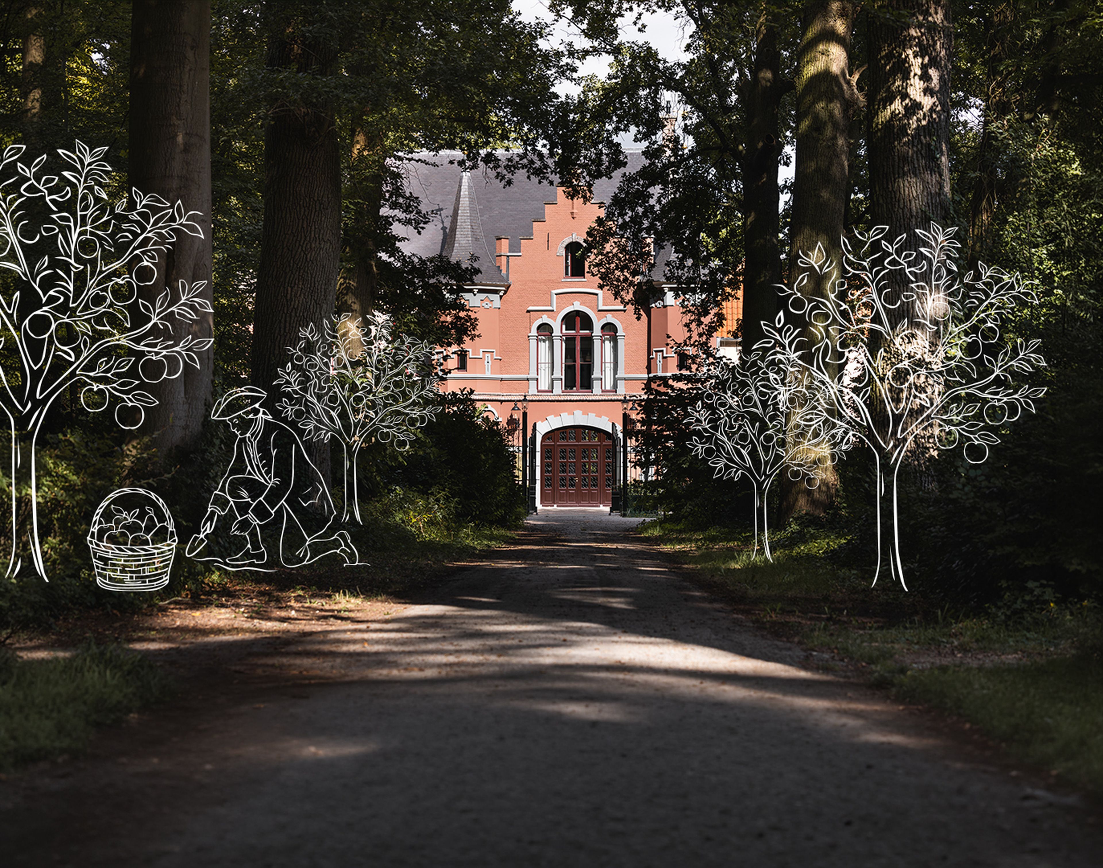 Doorkijk met illustraties bij Kasteel Steenenburg