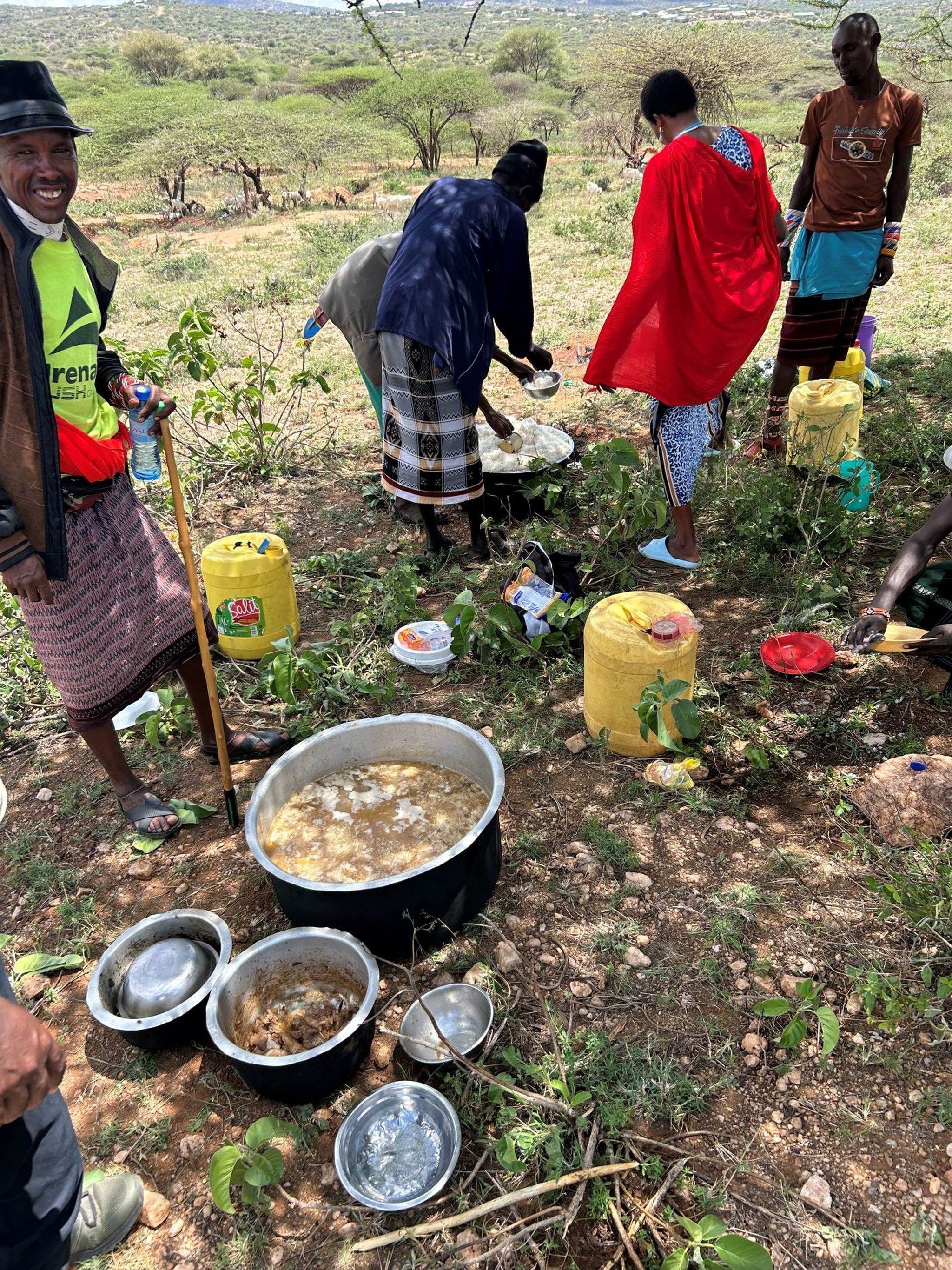 Het eten bij de onthulling van de corridor in Kenia.