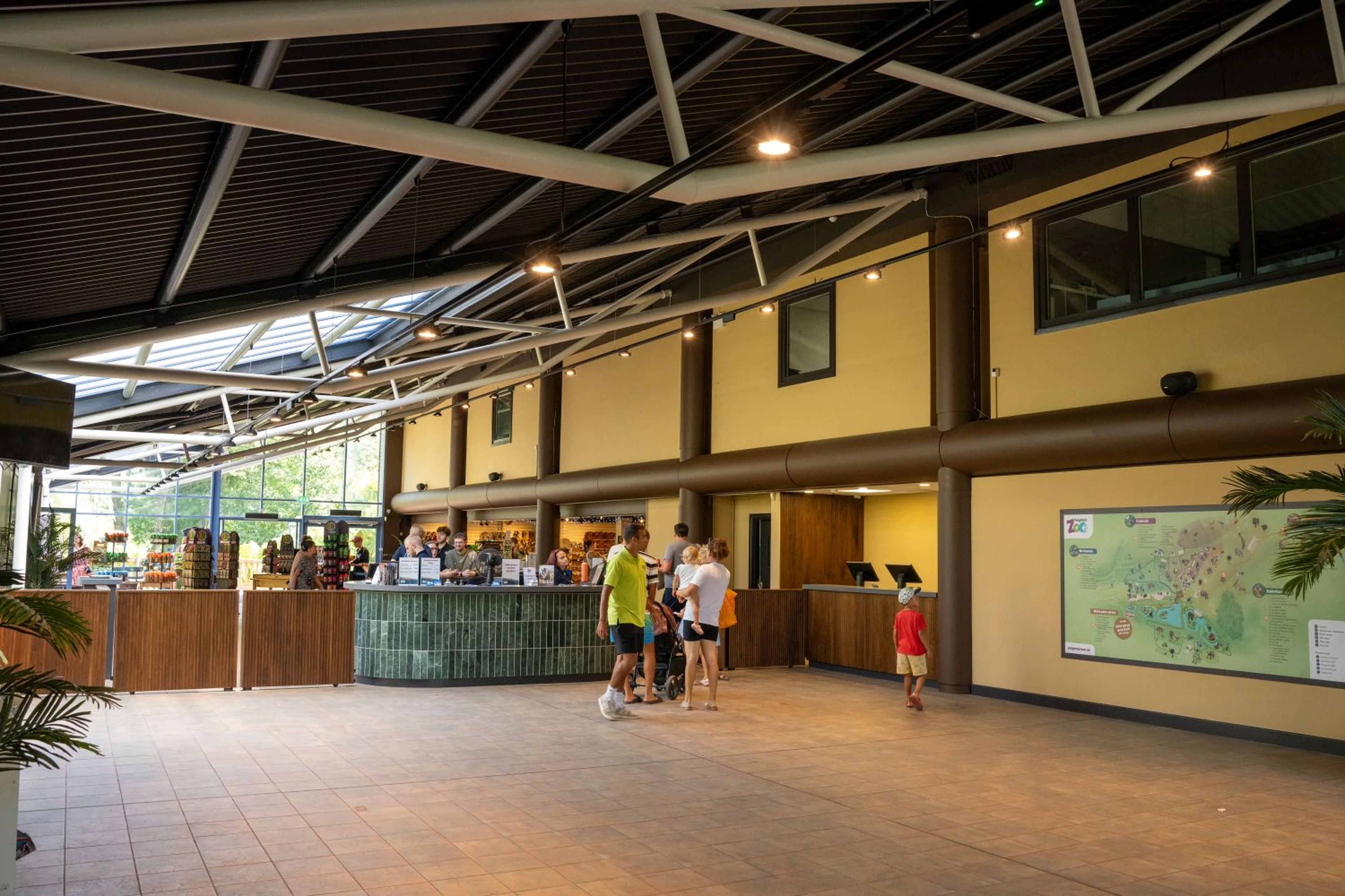 Newly refurbished entrance building interior at Paignton Zoo