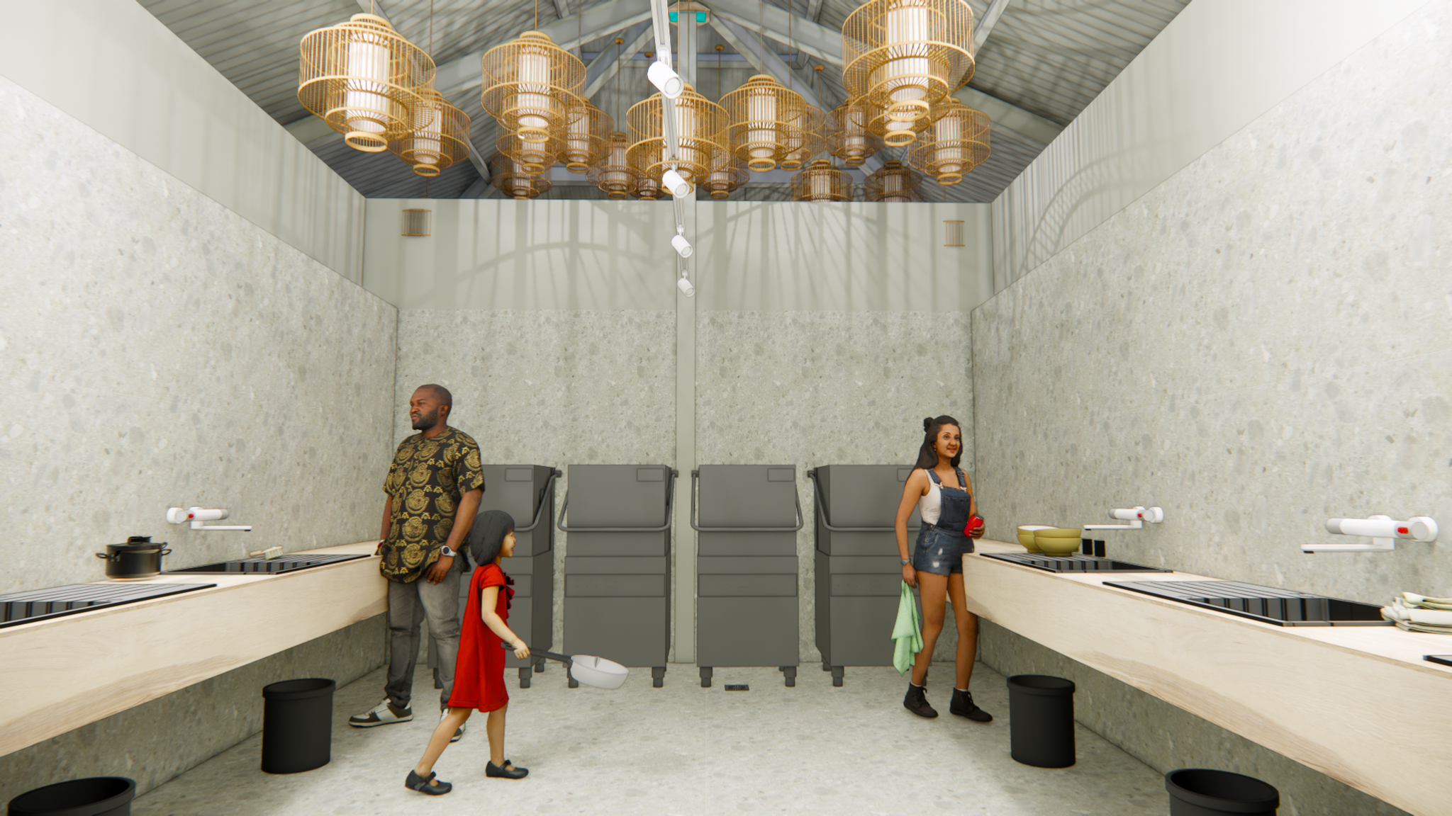 Een render van de vernieuwde vaatwassers bij Lake Resort Beekse Bergen.