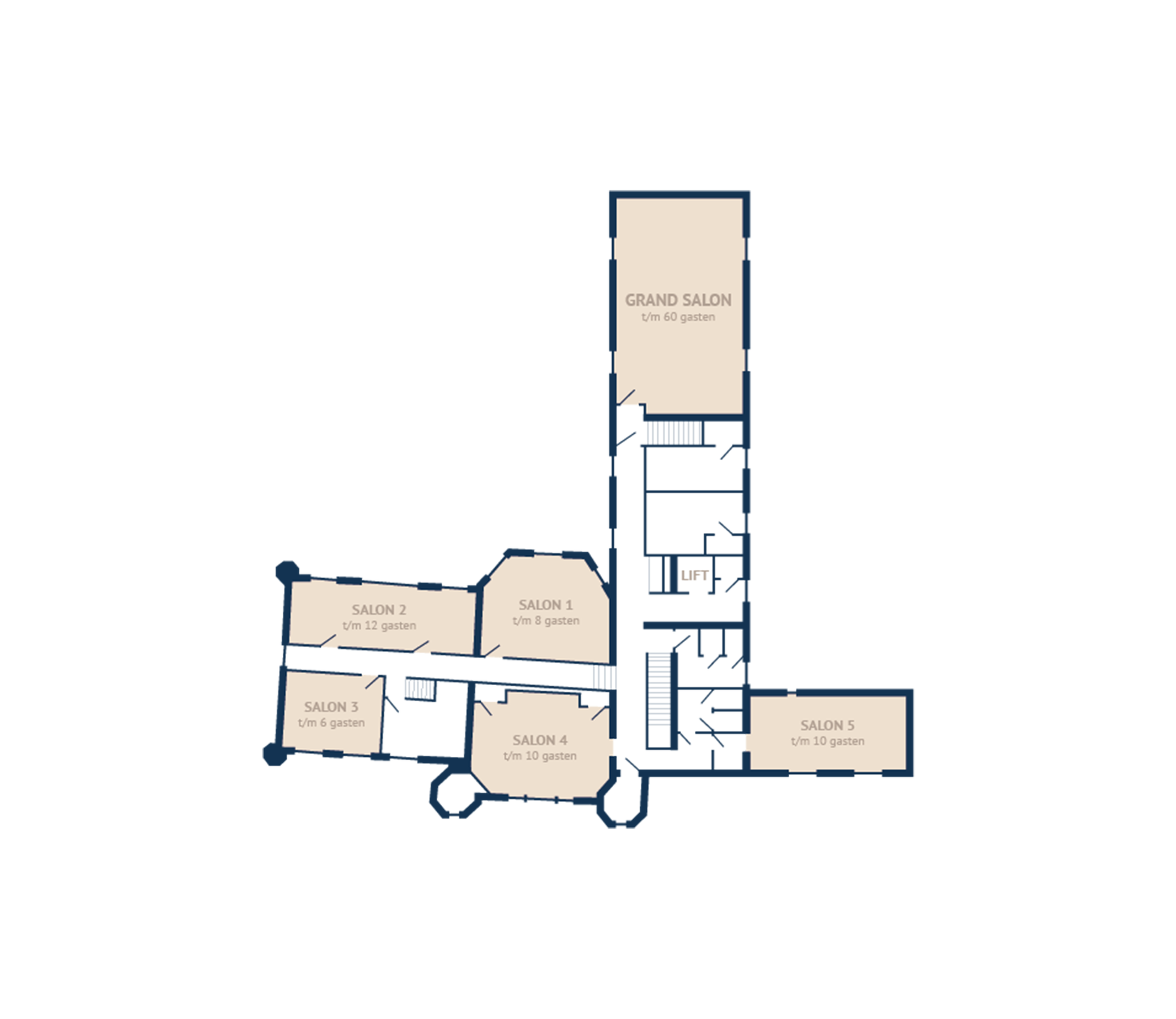 Salons plattegrond Kasteel Steenenburg
