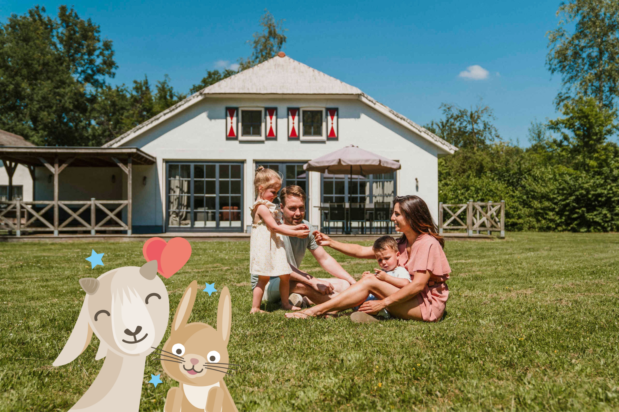 Een gezin speelt voor Villa Alpaca bij Vakantiepark Dierenbos.
