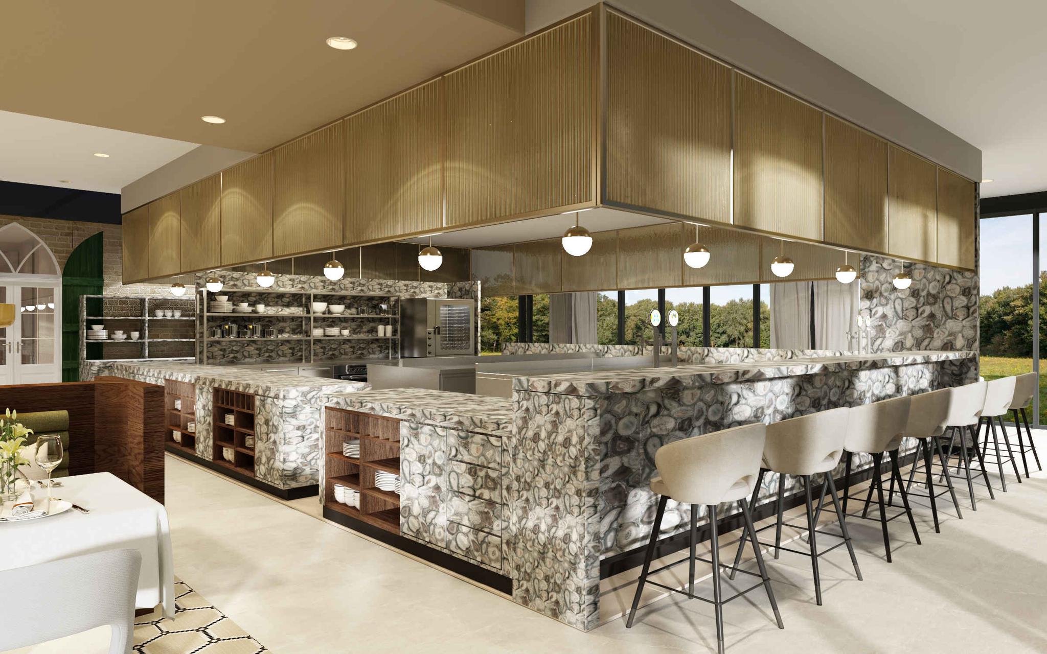 Render van de serre met de keuken van Orangerie Steenenburg