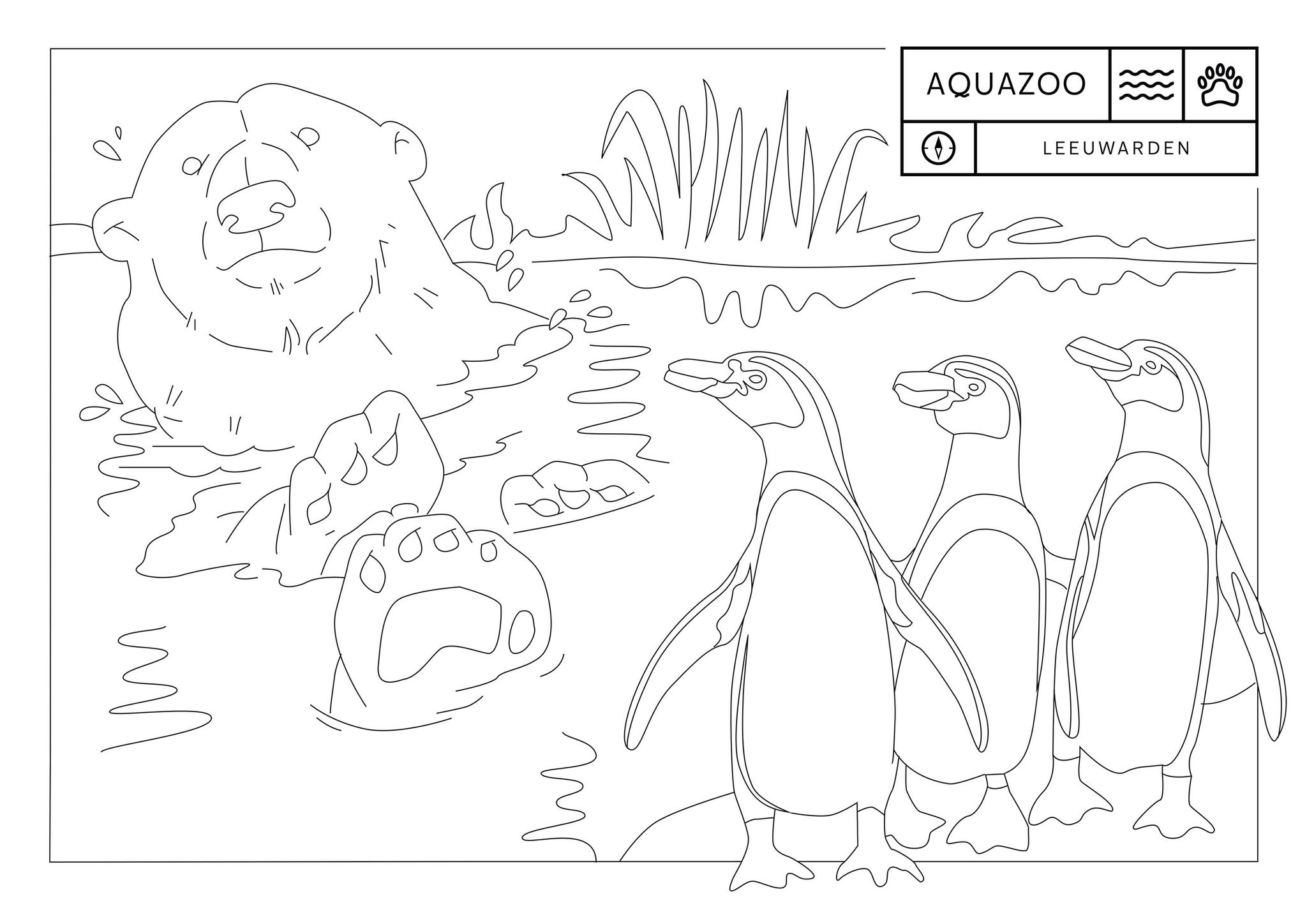 Winterse kleurplaat AquaZoo Leeuwarden