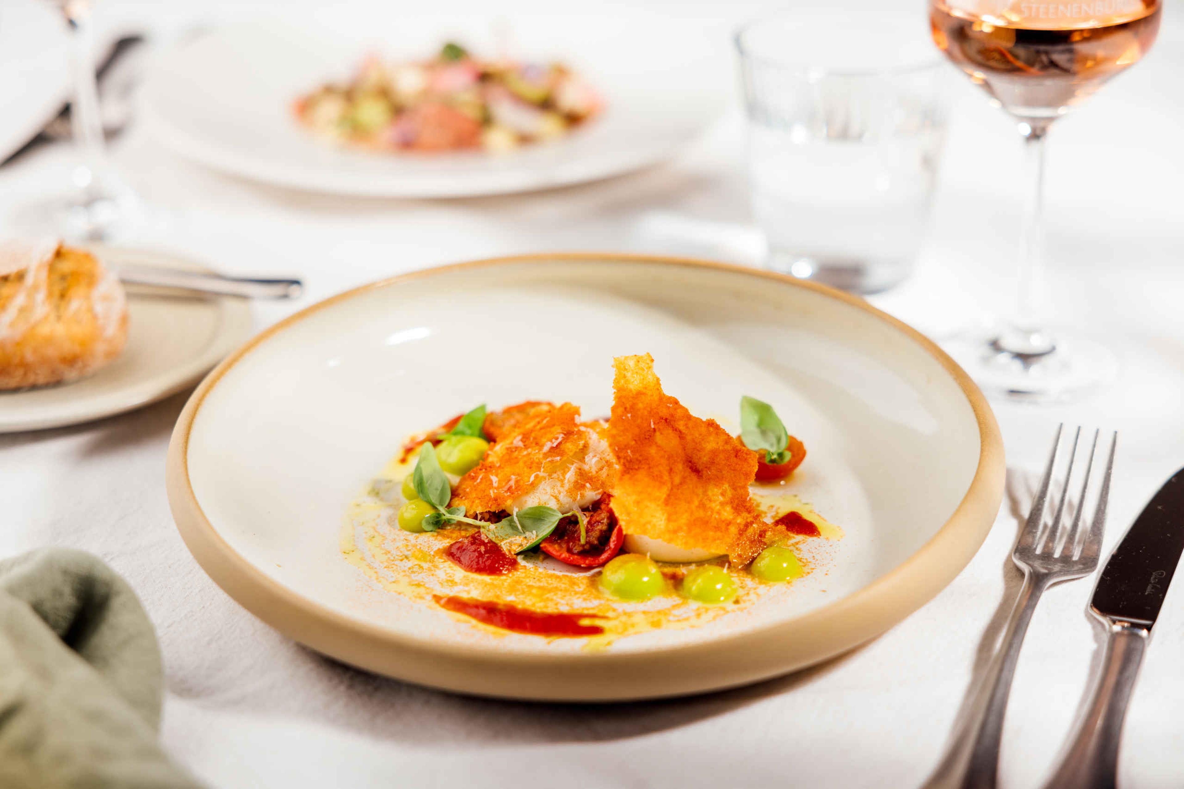 Voorgerecht keuken Orangerie Steenenburg in Kasteel Steenenburg