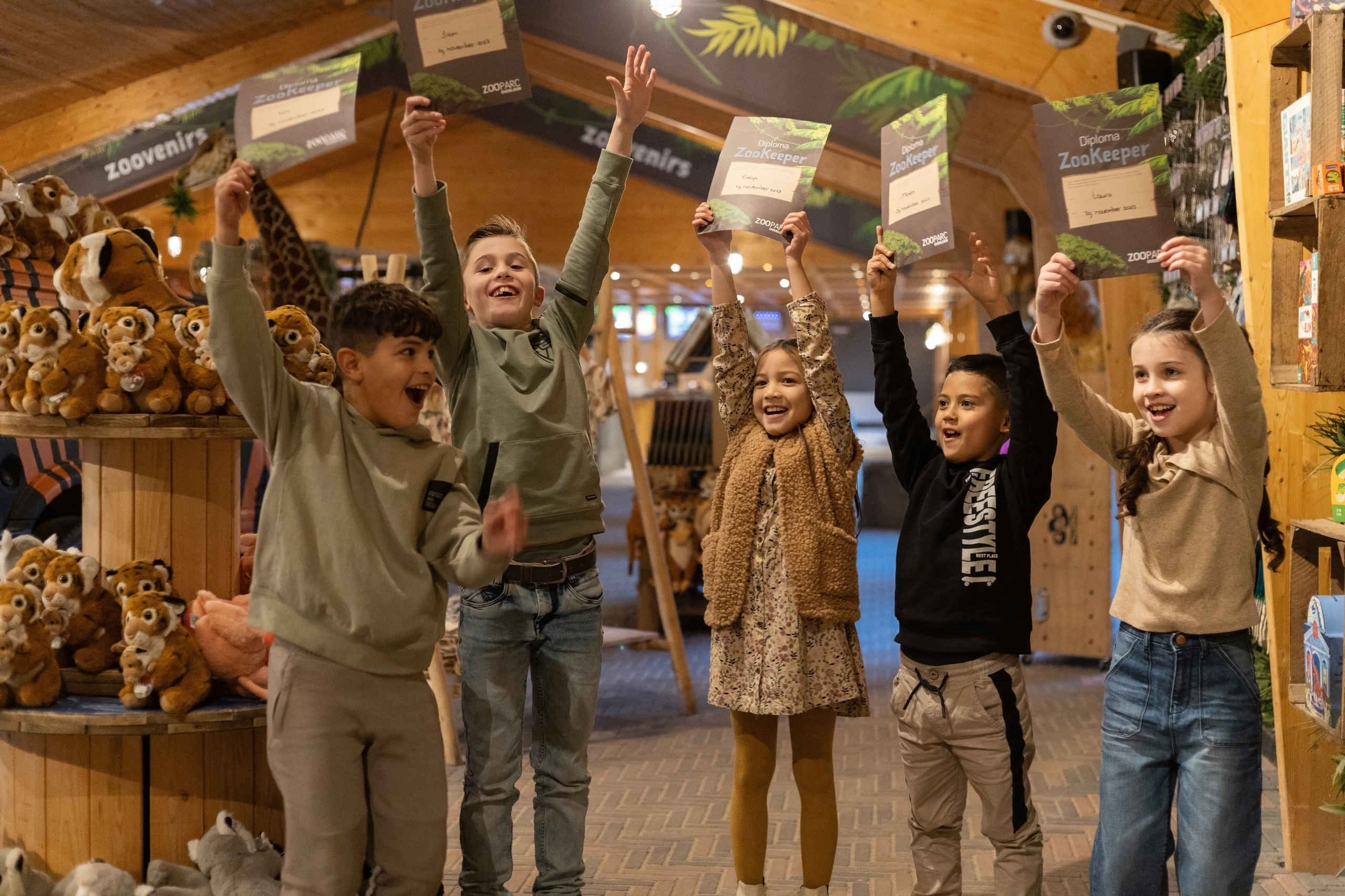 Kinderfeestje Zookeeper souvenirshop diploma ZooParc Overloon