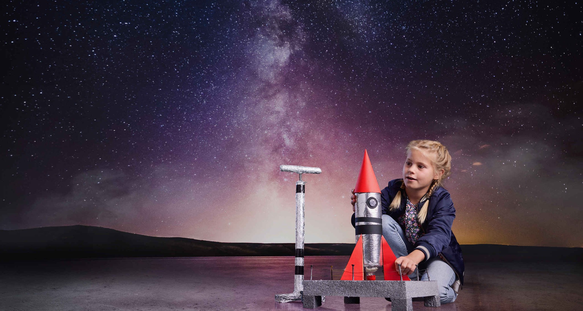 Ruimtevaart expositie Space College meisje kind Luchtvaartmuseum Aviodrome
