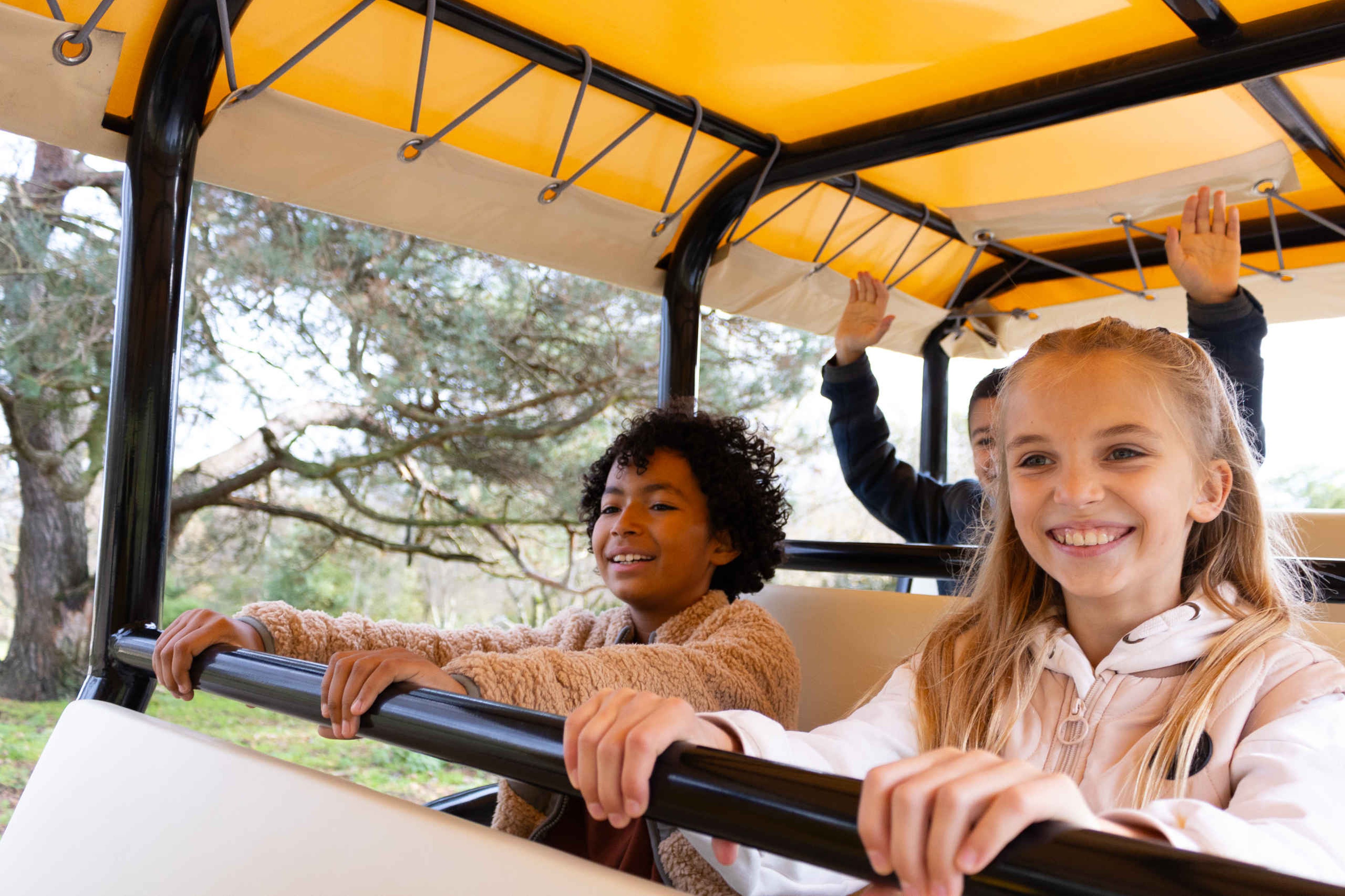 Kinderen in de gamedrive in Safaripark Beekse Bergen