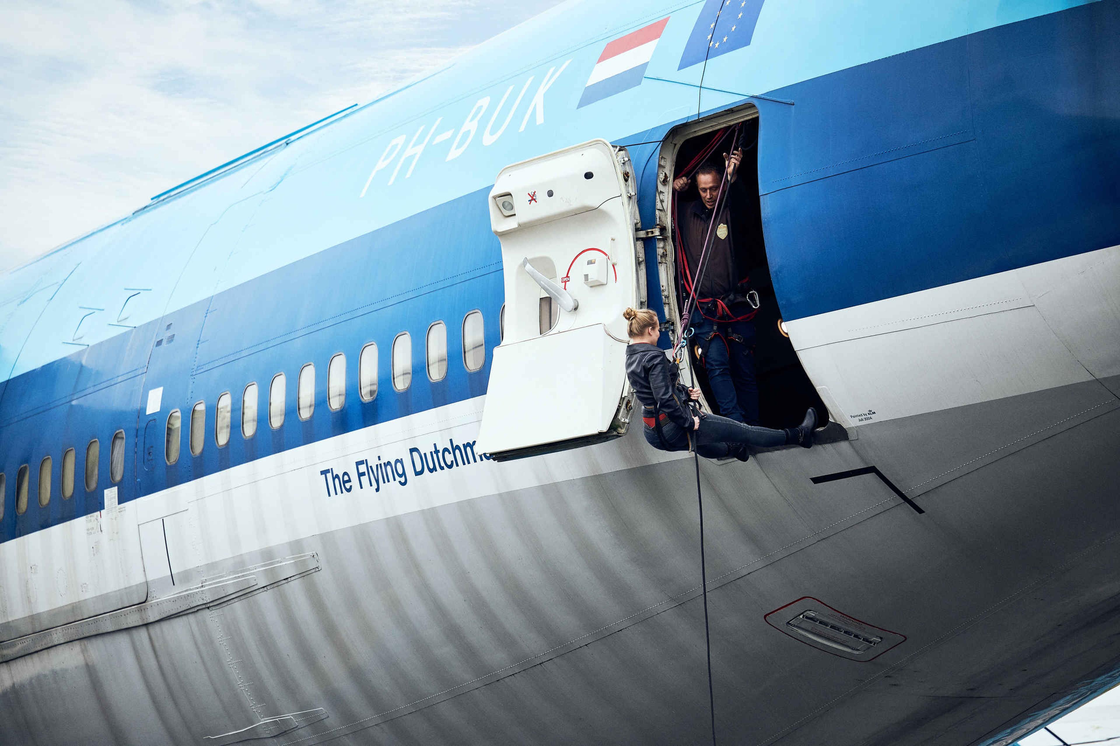 Abseilen boeing 747 Luchtvaartmuseum Aviodrome