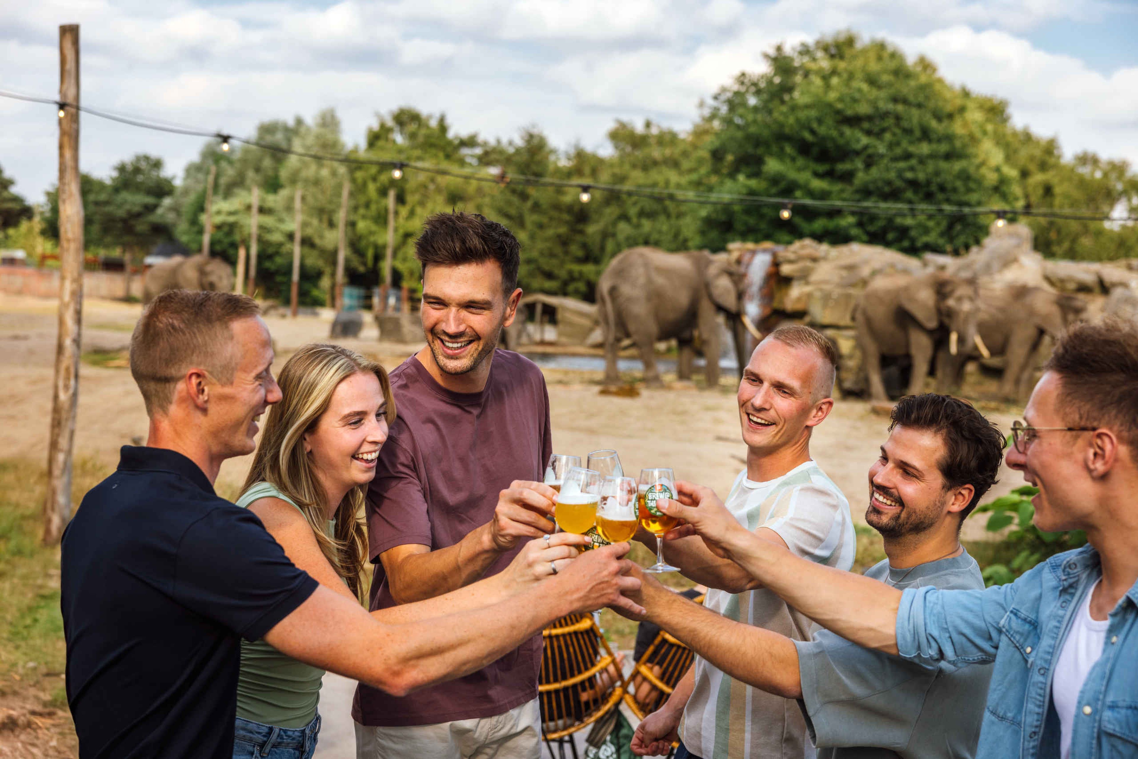 Bier bij de olifanten een vriendengroep tijdens Brew@theZoo bij Safaripark Beekse Bergen