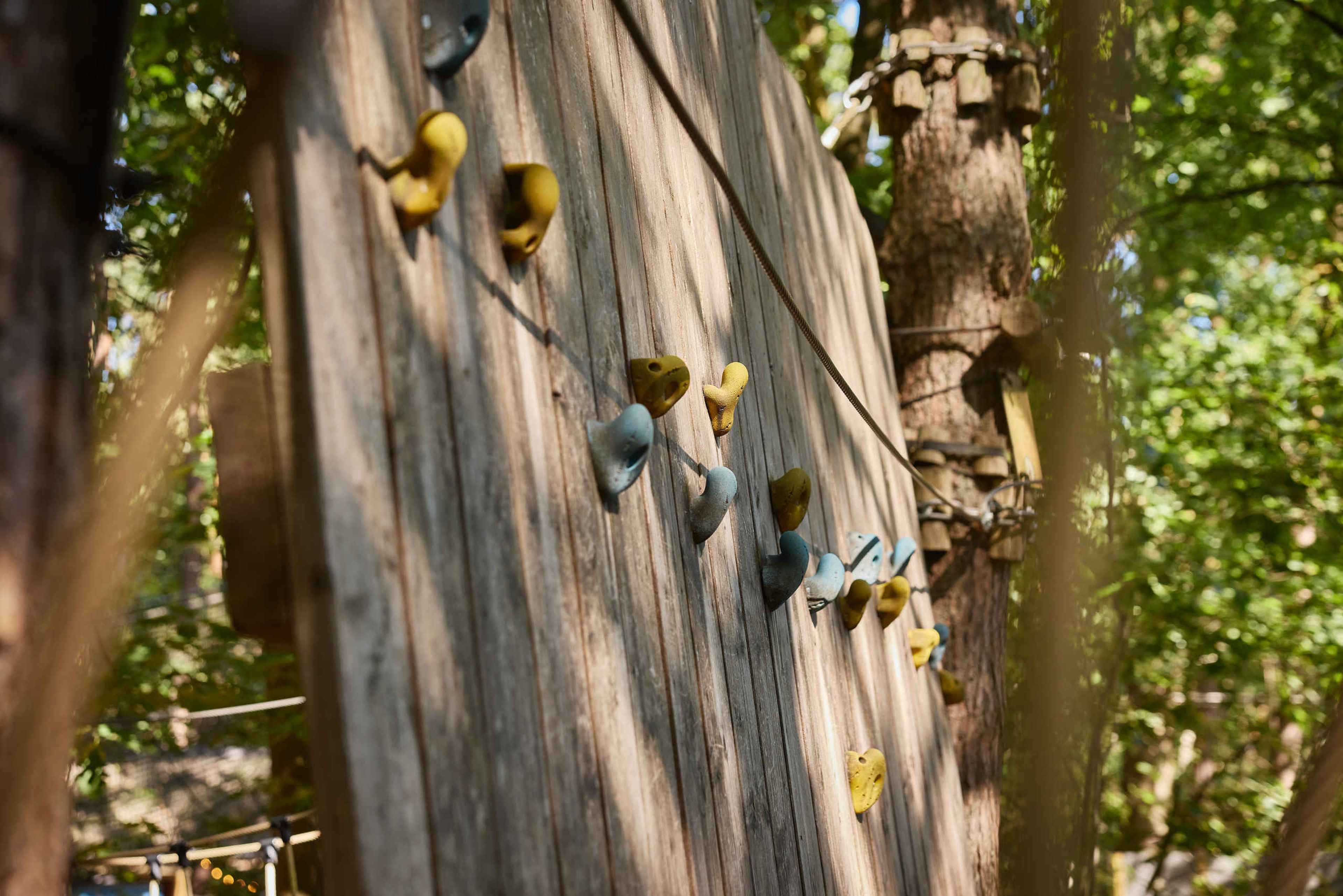 Een klimwand op route 6 van het Pico Parcours bij Klimrijk Brabant