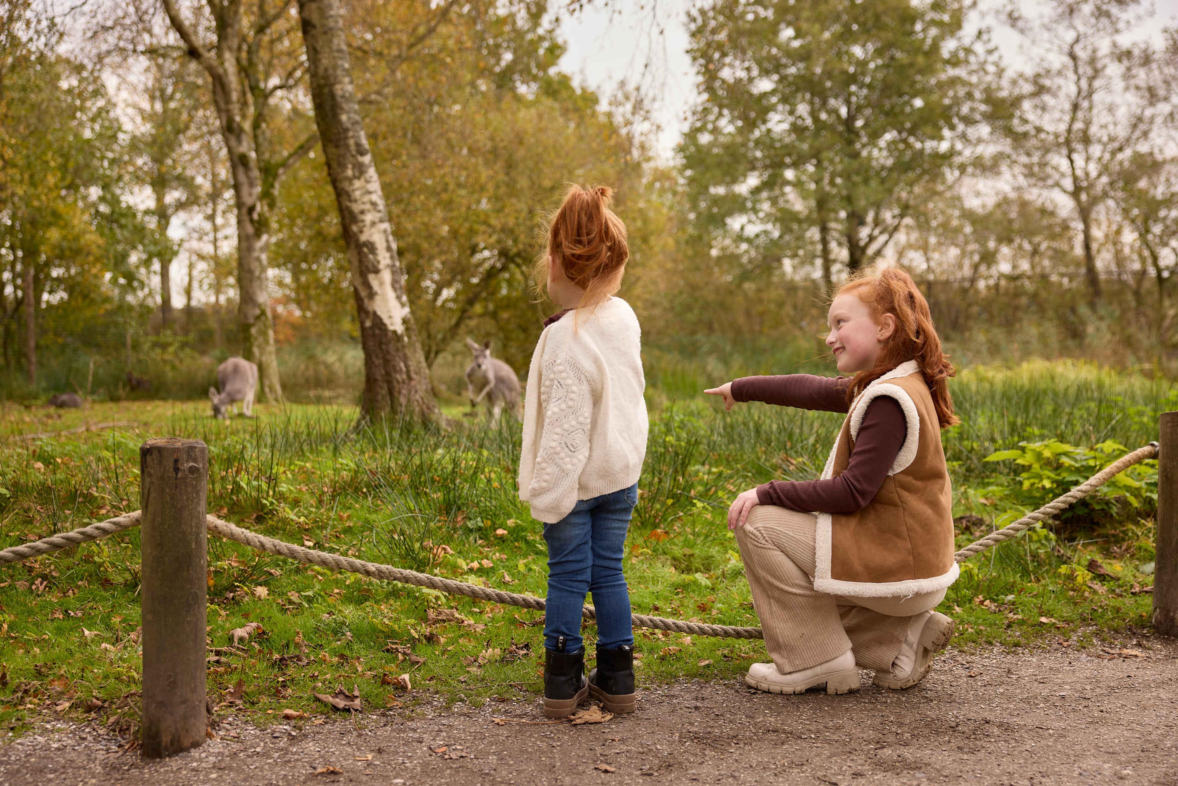 Kinderen wijzen naar kangoeroe in AquaZoo Leeuwarden