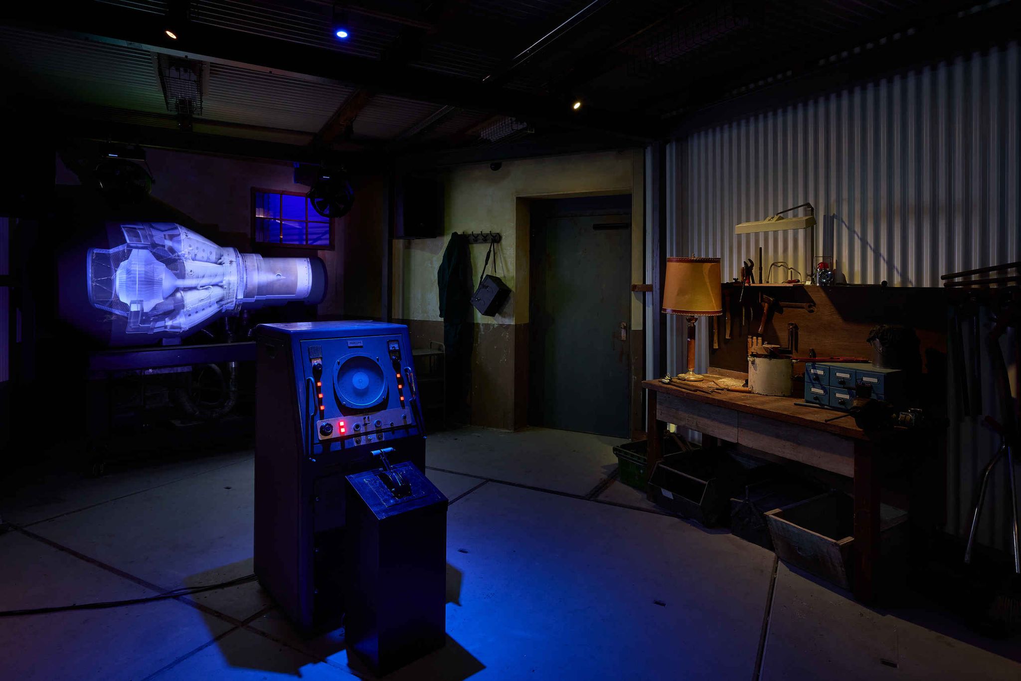 Kamer met straalmotor in Luchtvaartmuseum Aviodrome