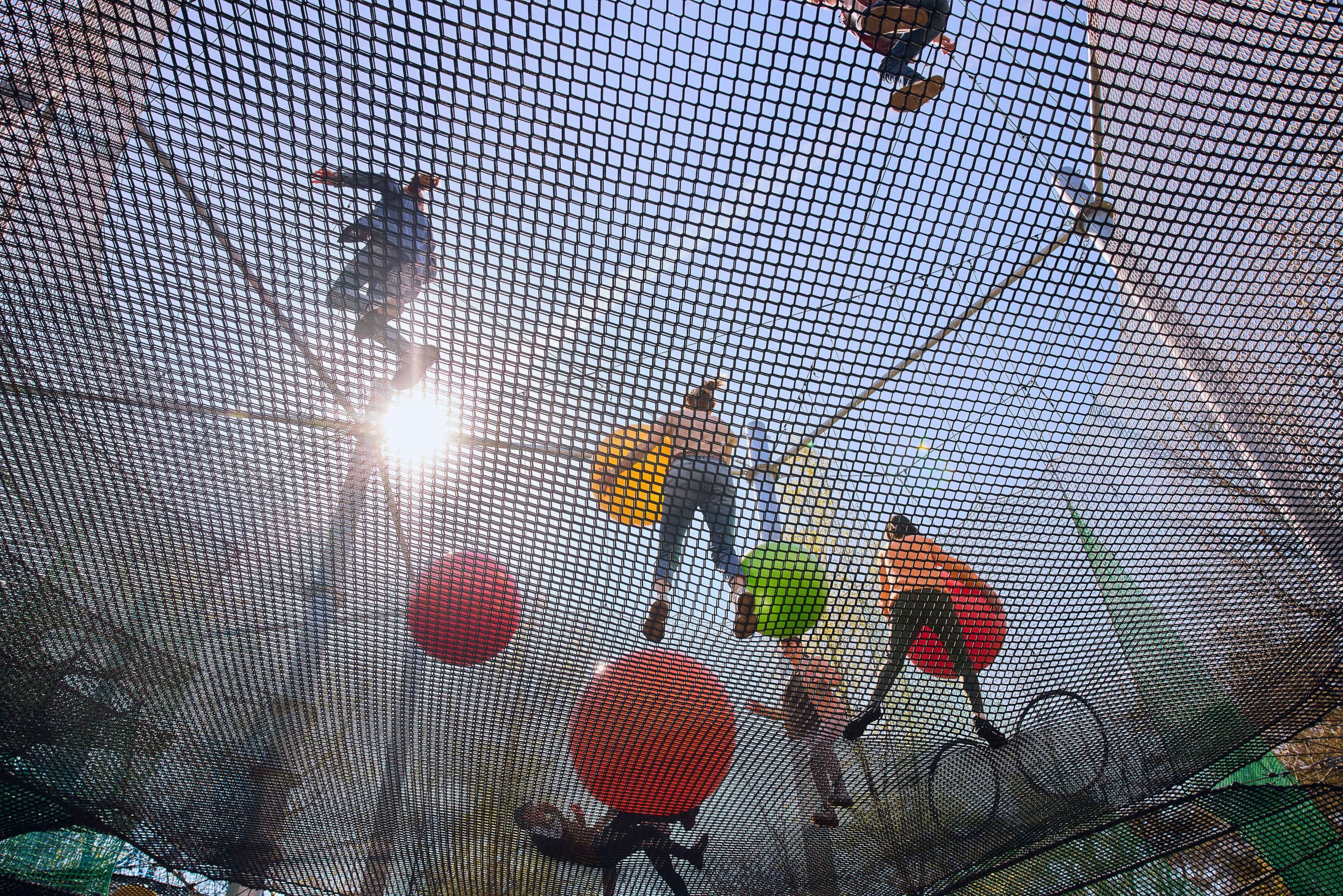 Een onderaanzicht van het Netten Adventure bij Klimrijk Brabant