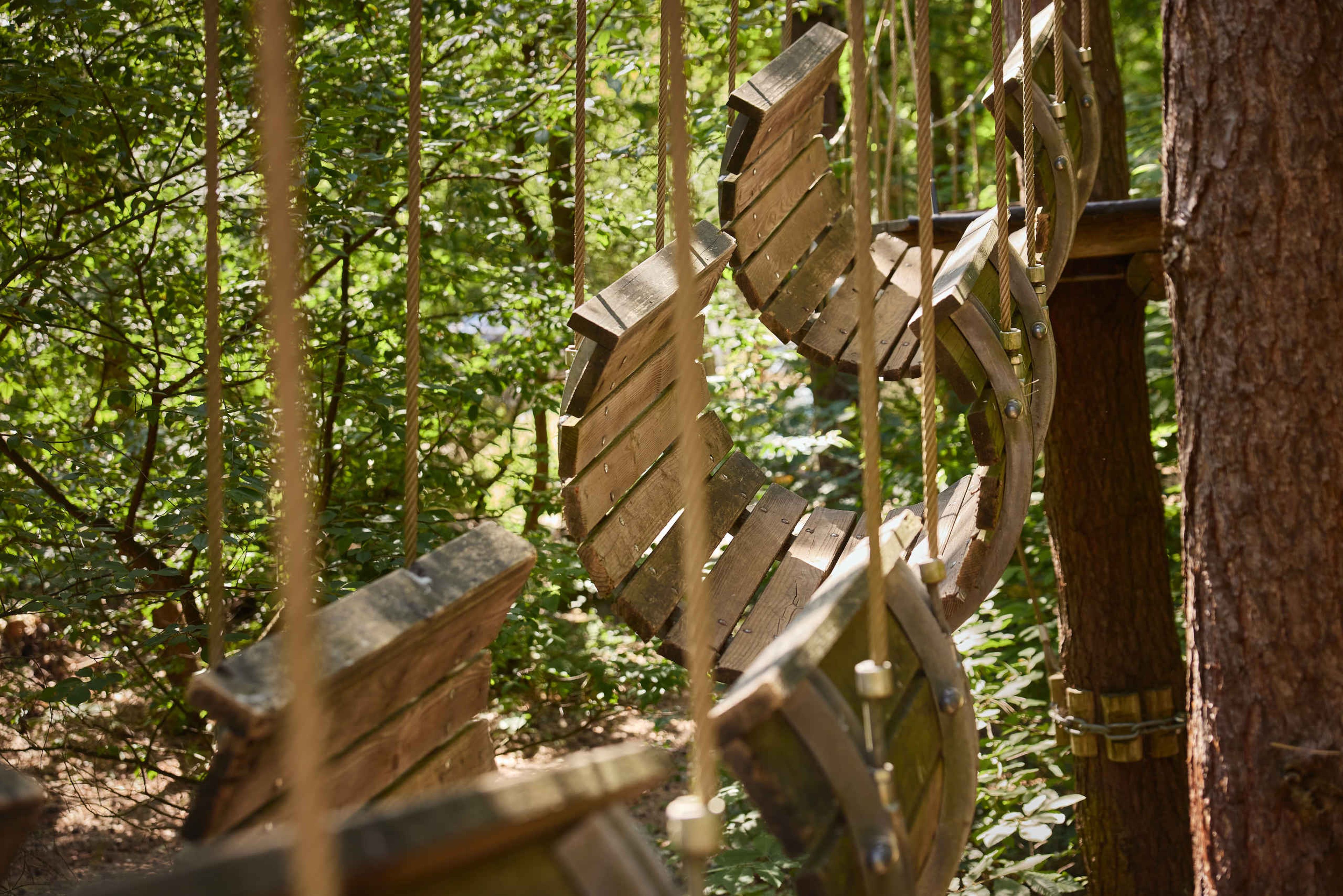 De halve tonnen van route 1 op het klimparcours bij Klimrijk Brabant