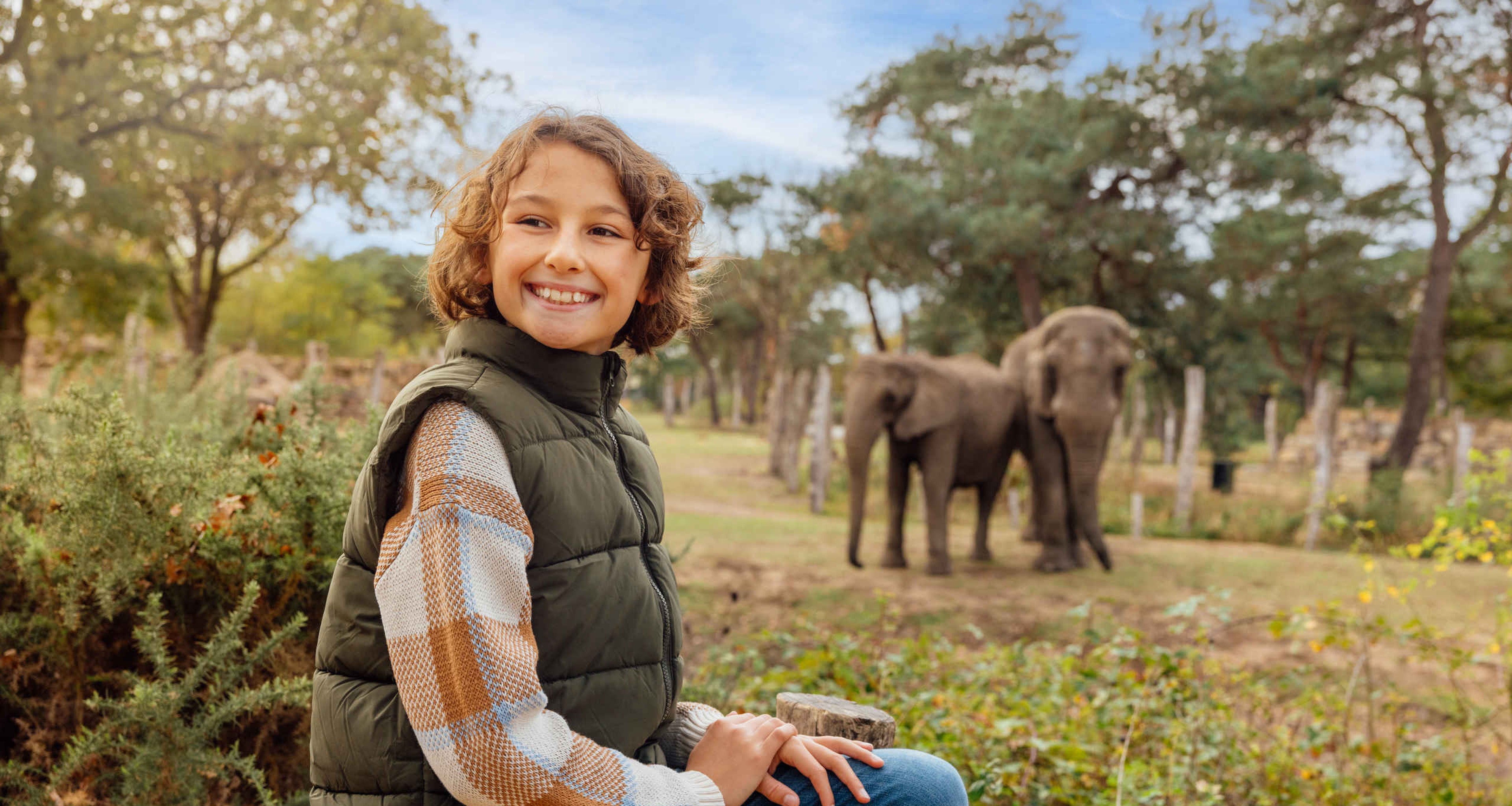 Jongen bij de Afrikaanse olifanten in Safaripark Beekse Bergen