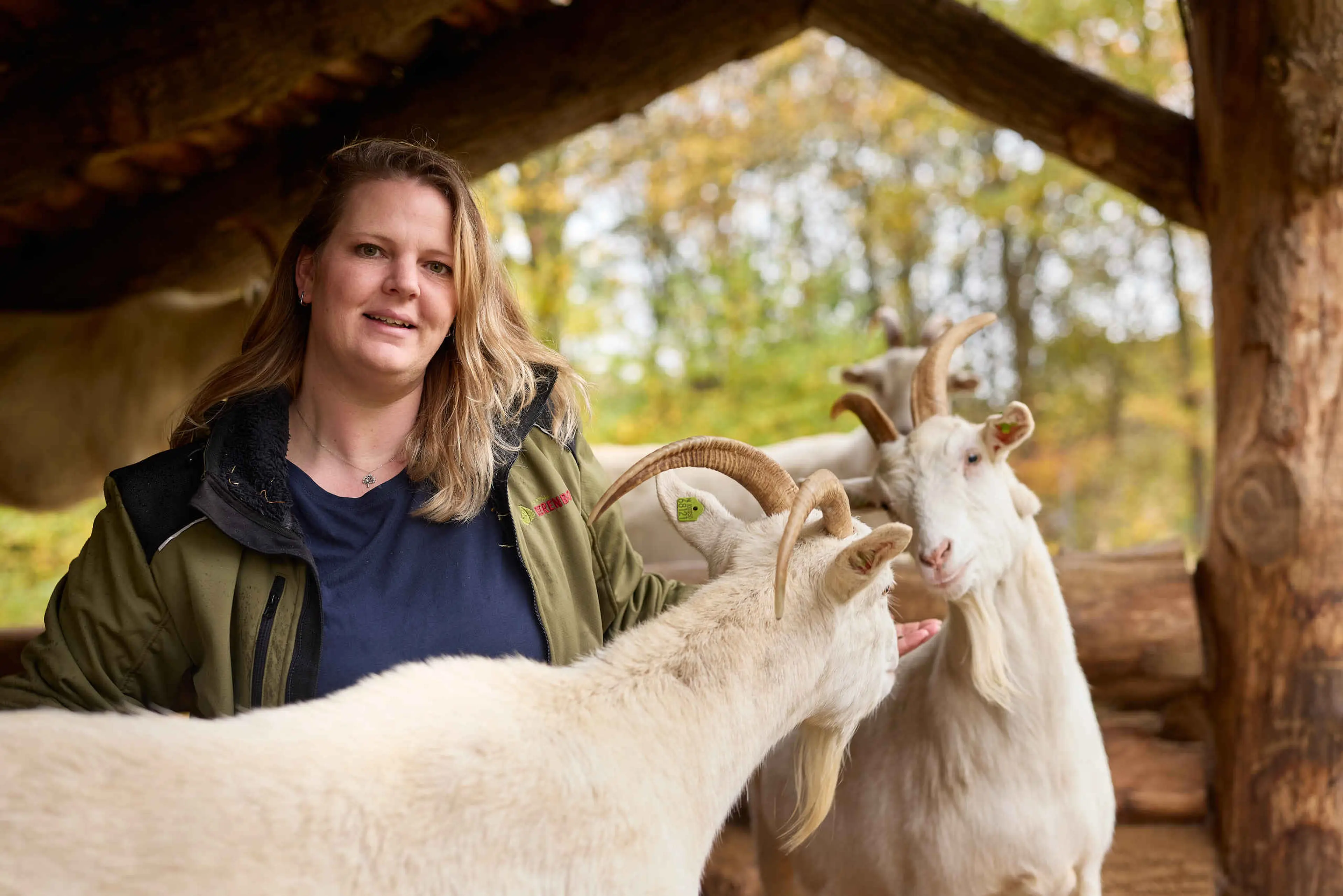 Dierenverzorger van de geiten in Vakantiepark Dierenbos