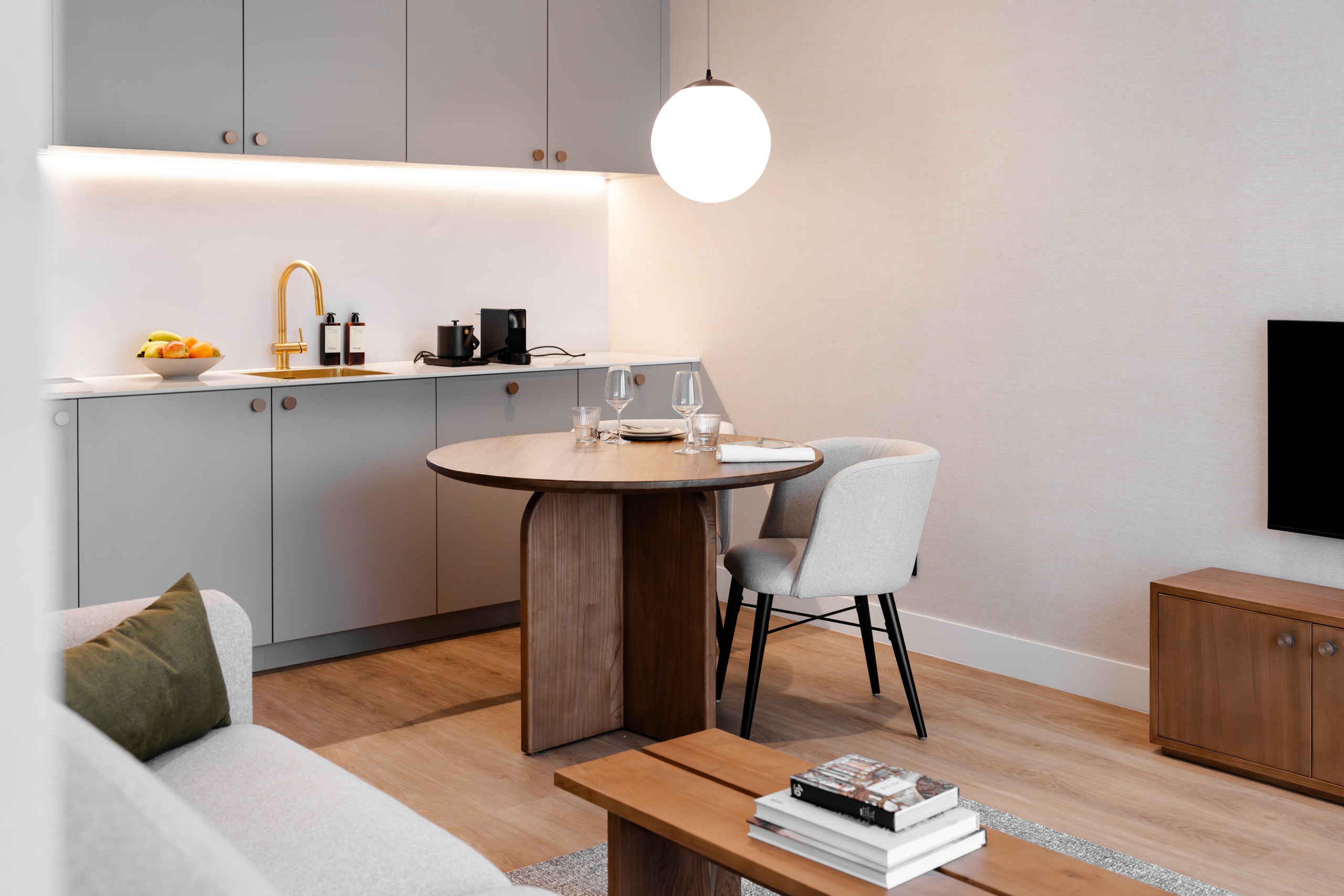 Kitchenette in de Junior Suite in hotel Kasteel Steenenburg