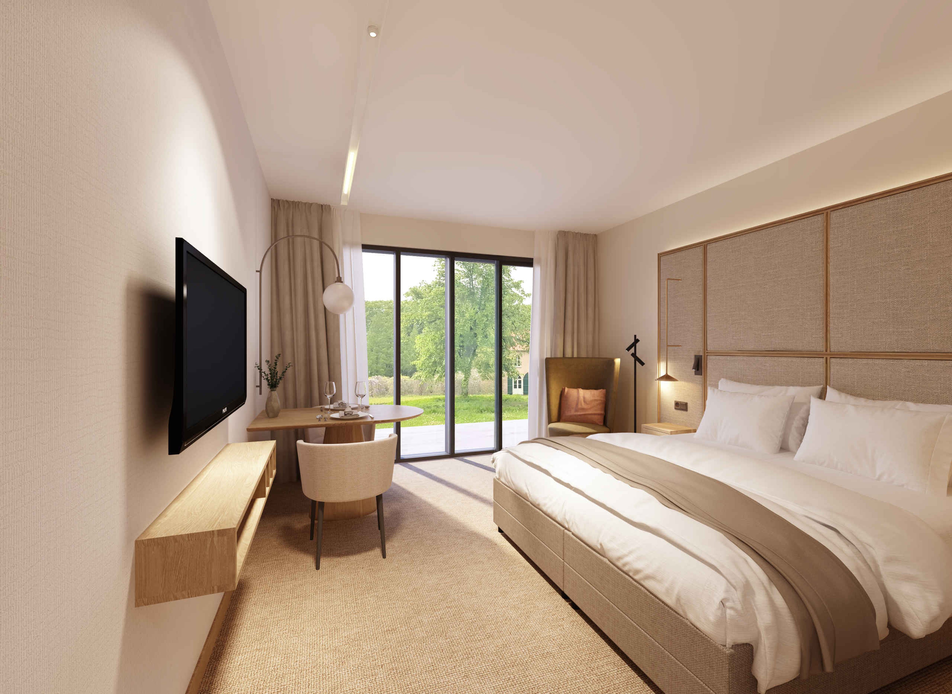 Kamer en suite met uitzicht bij Kasteel Steenenburg