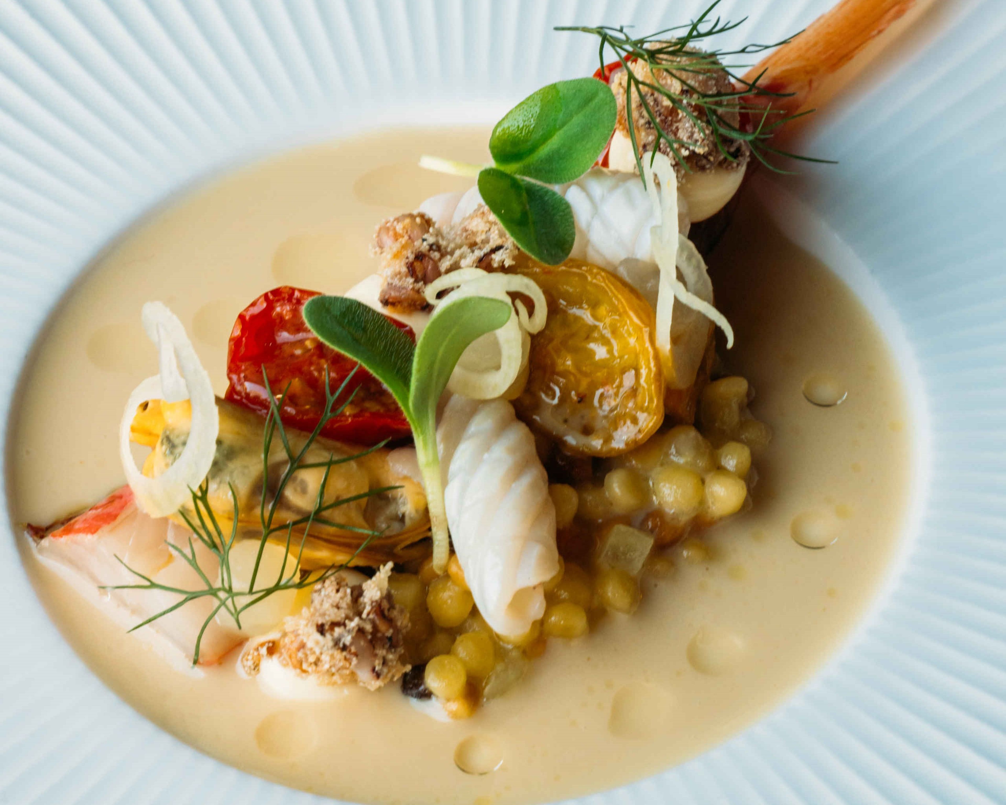 Een gerecht bij fine dining restaurant Nommos bij Safari Hotel Beekse Bergen.