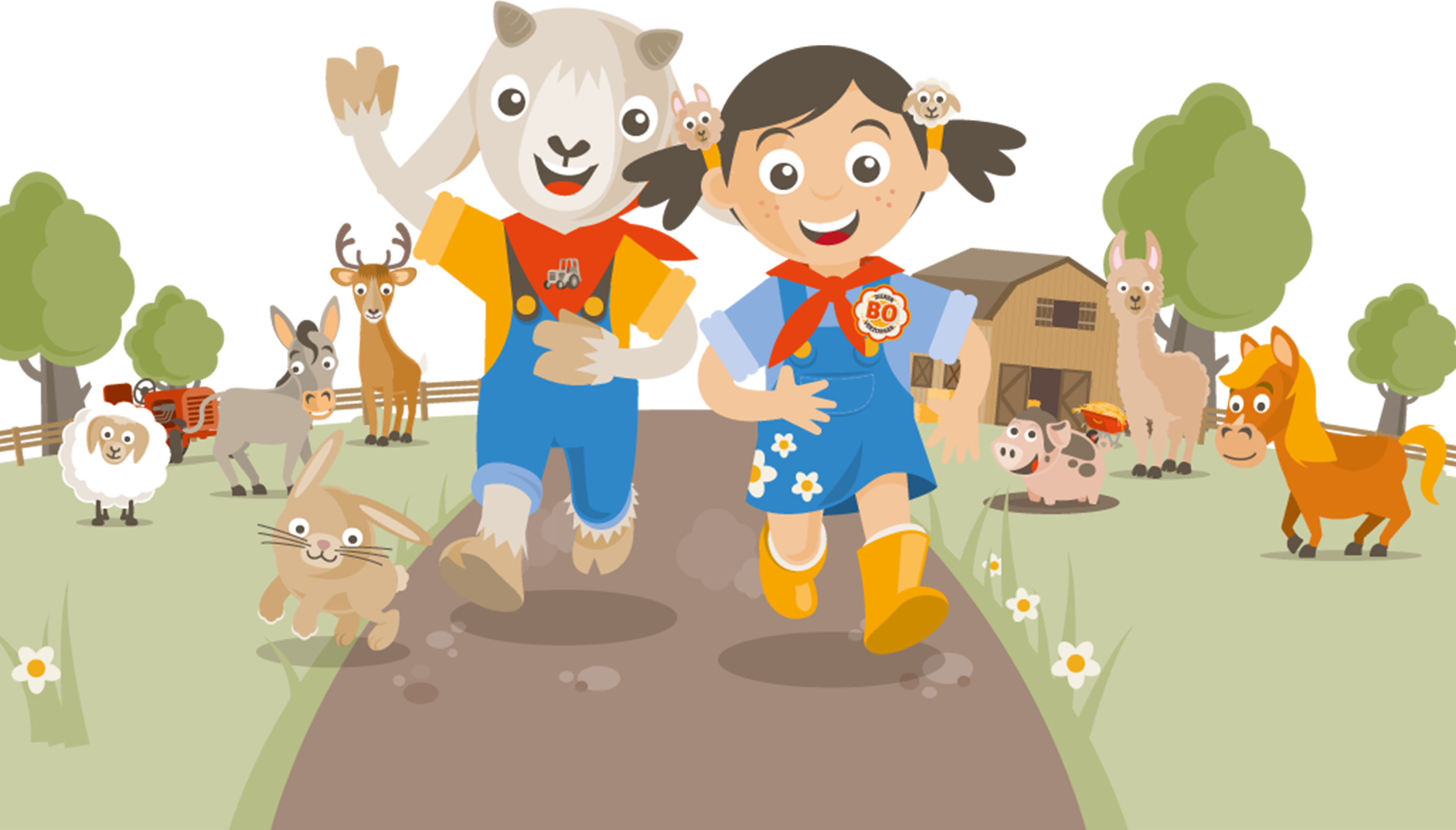 Een illustratie van Bo en de Beestenbende bij Vakantiepark Dierenbos.