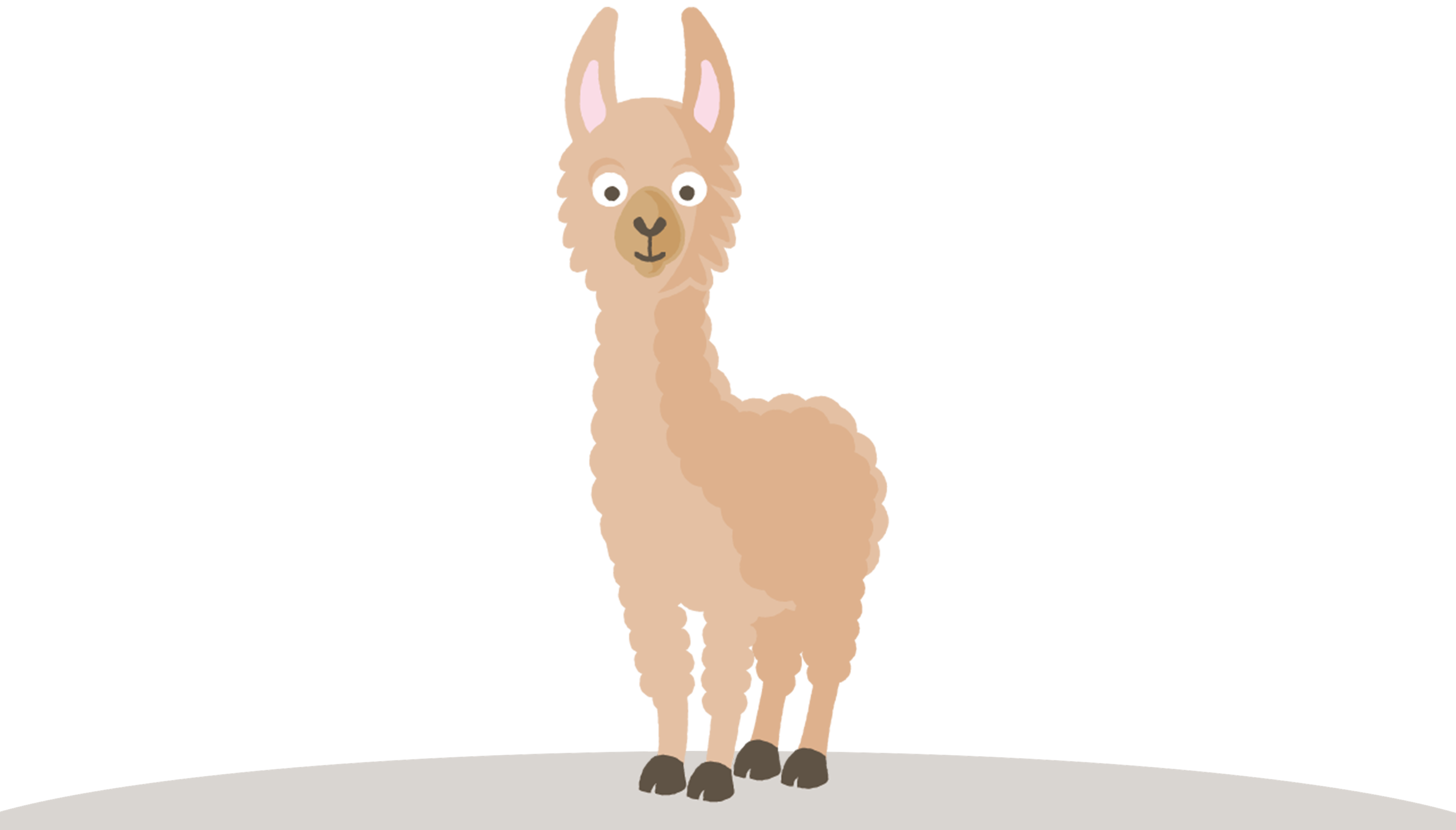 Een illustratie van Abel de Alpaca, lid van de dierenfamilie van Bo en de Beestenbende van Vakantiepark Dierenbos.