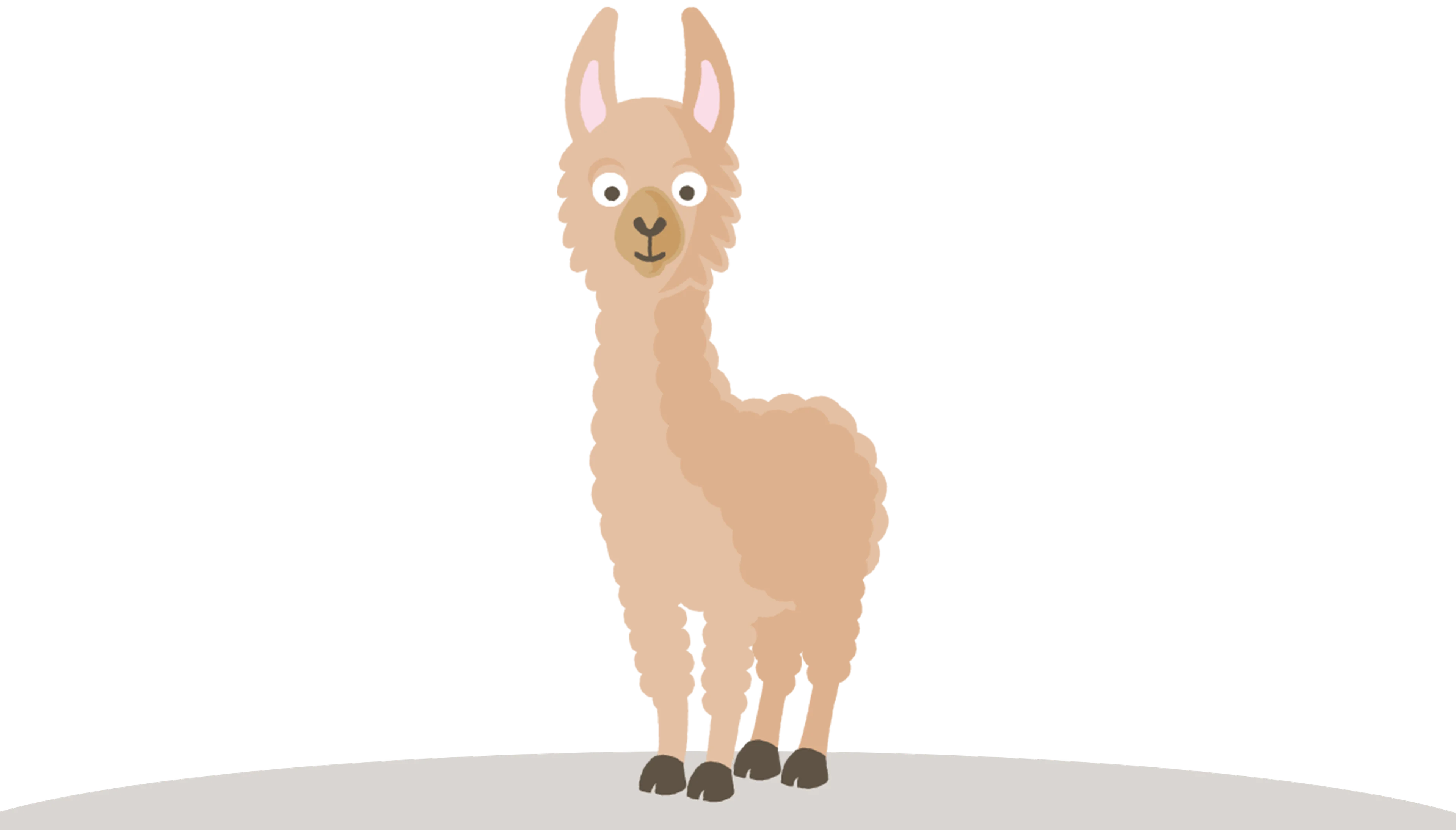 Een illustratie van Abel de Alpaca, lid van de dierenfamilie van Bo en de Beestenbende van Vakantiepark Dierenbos.