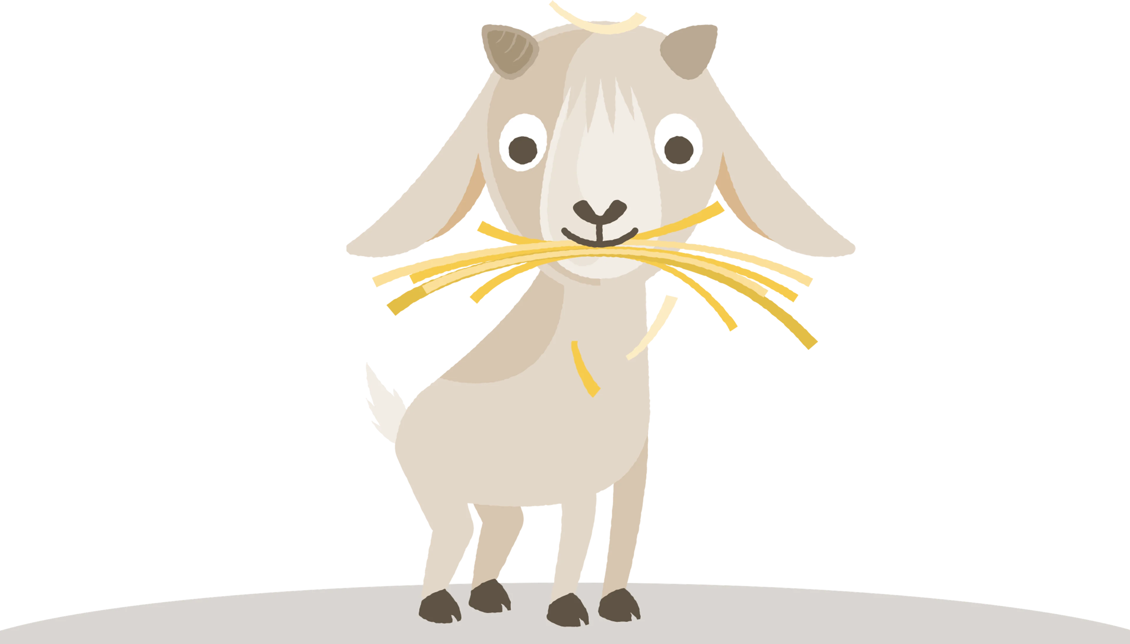Een illustratie van Bert de geit bij Vakantiepark Dierenbos.