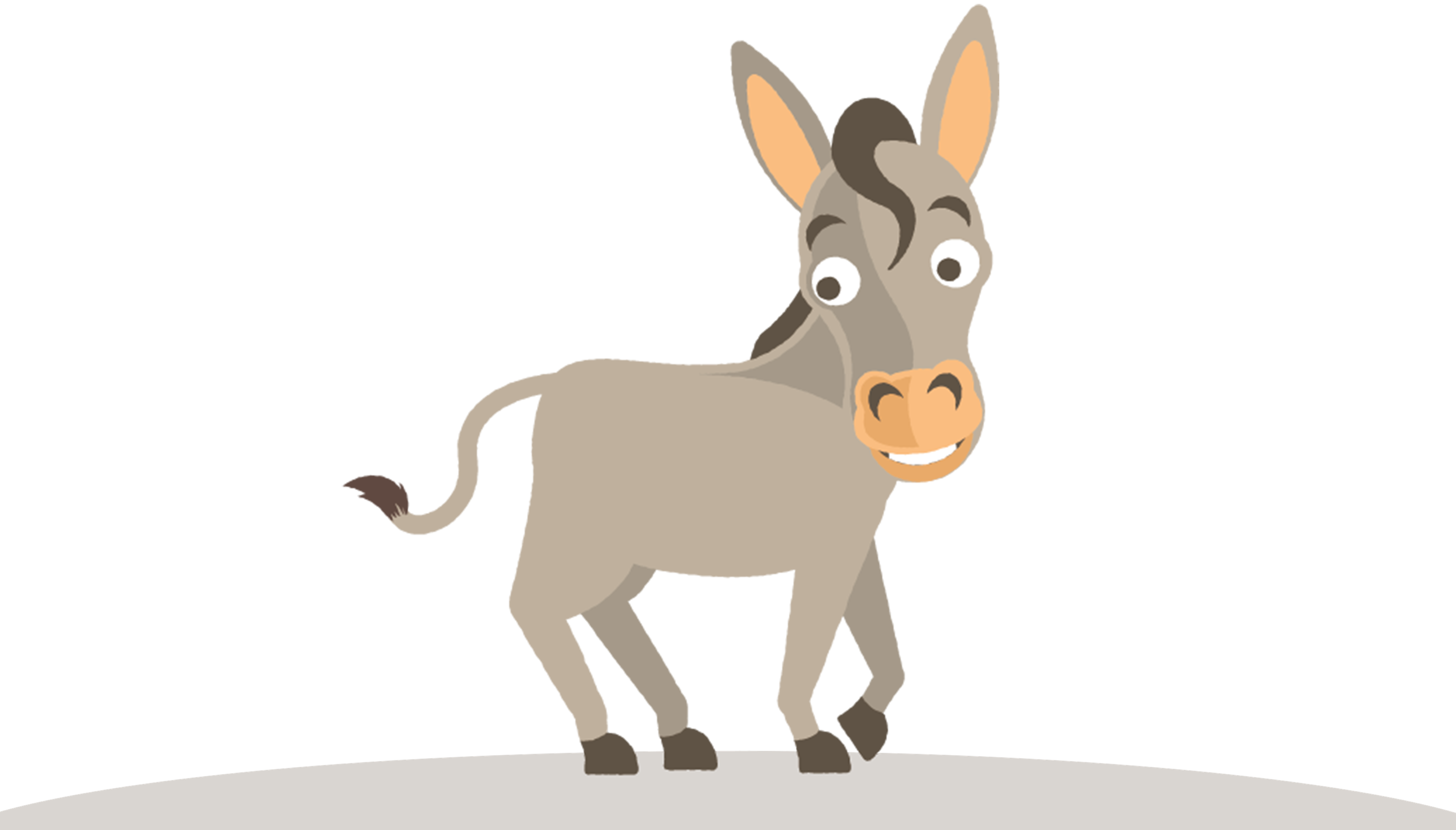 Een illustratie van Elai de ezel, lid van de dierenfamilie van Bo en de Beestenbende van Vakantiepark Dierenbos.