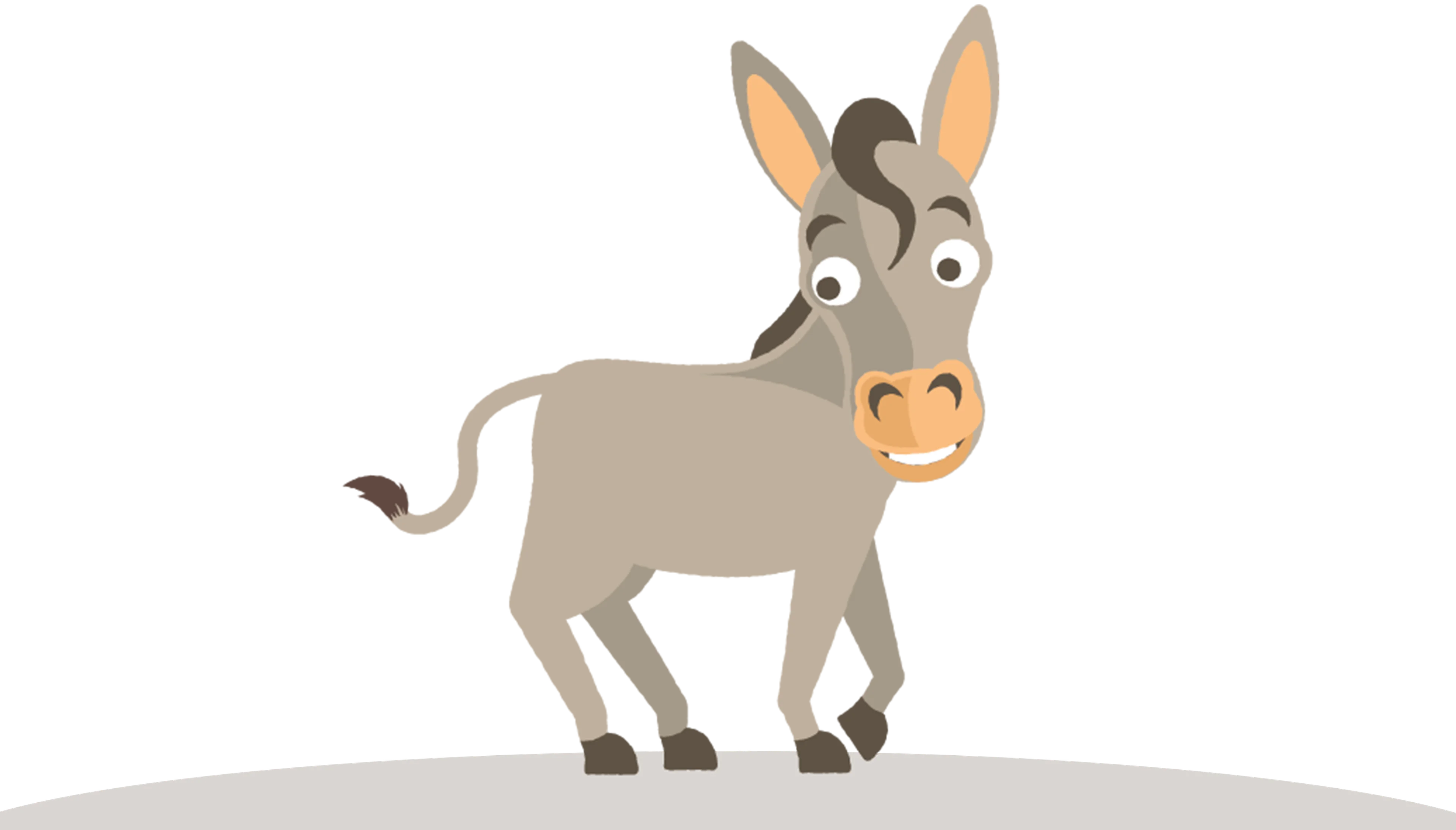 Een illustratie van Elai de ezel, lid van de dierenfamilie van Bo en de Beestenbende van Vakantiepark Dierenbos.
