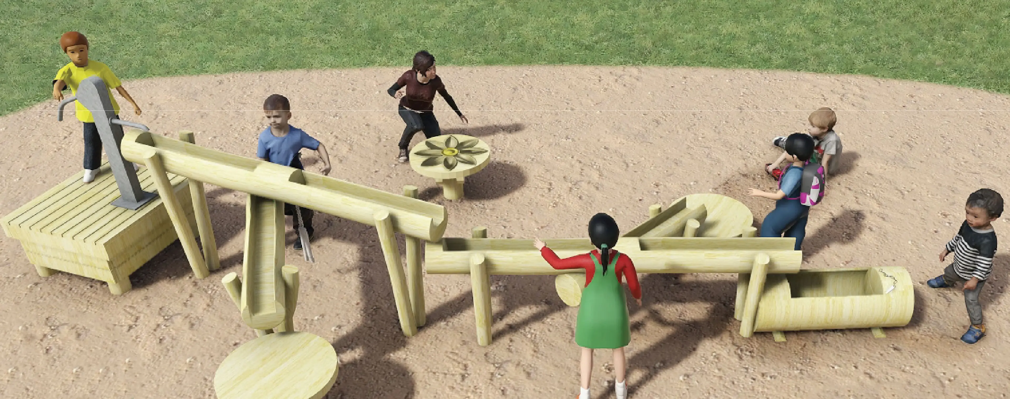 Een render van de waterspeeltuin bij Klimrijk Brabant