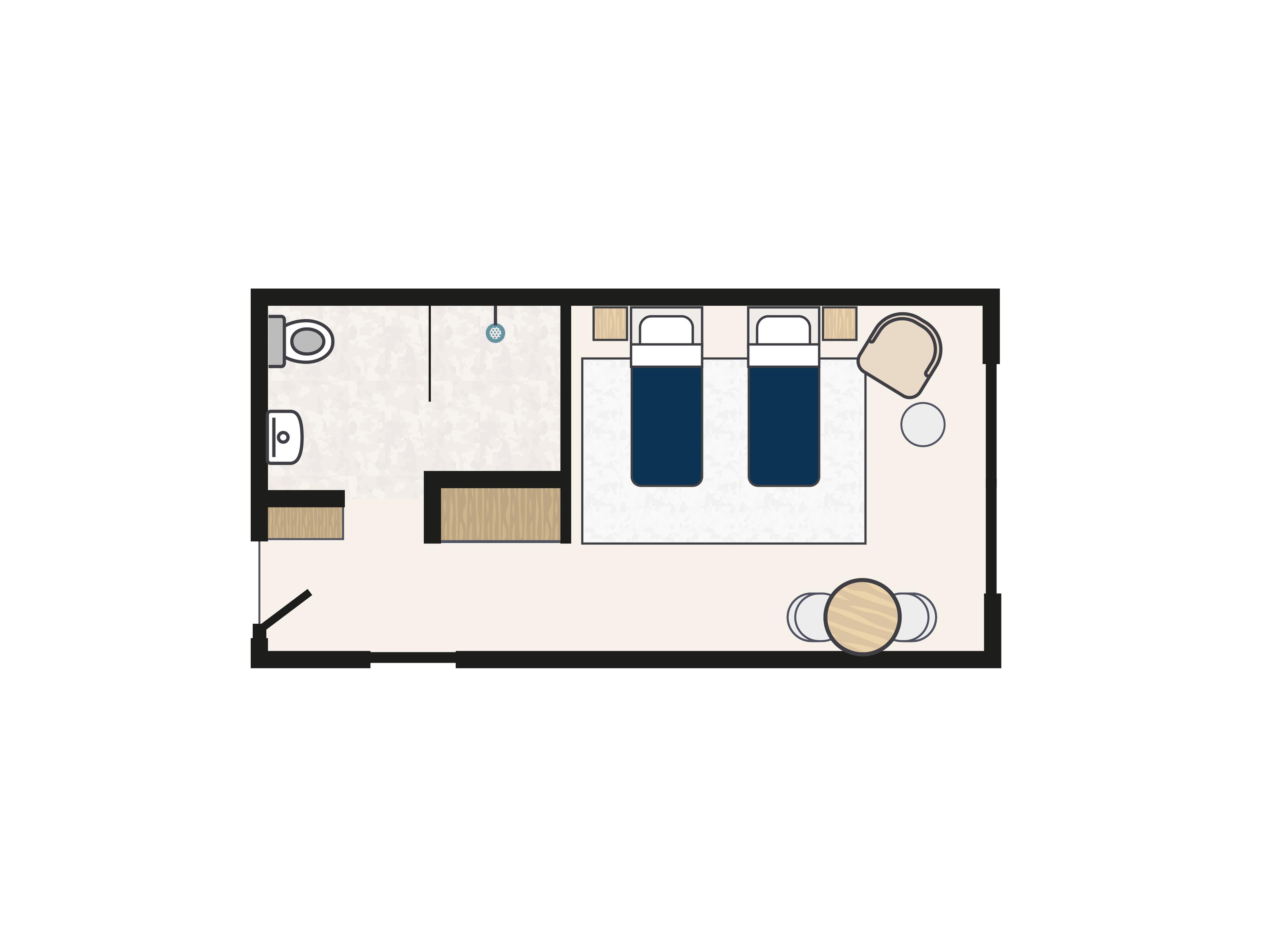 Plattegrond Twin Room Kasteel Steenenburg
