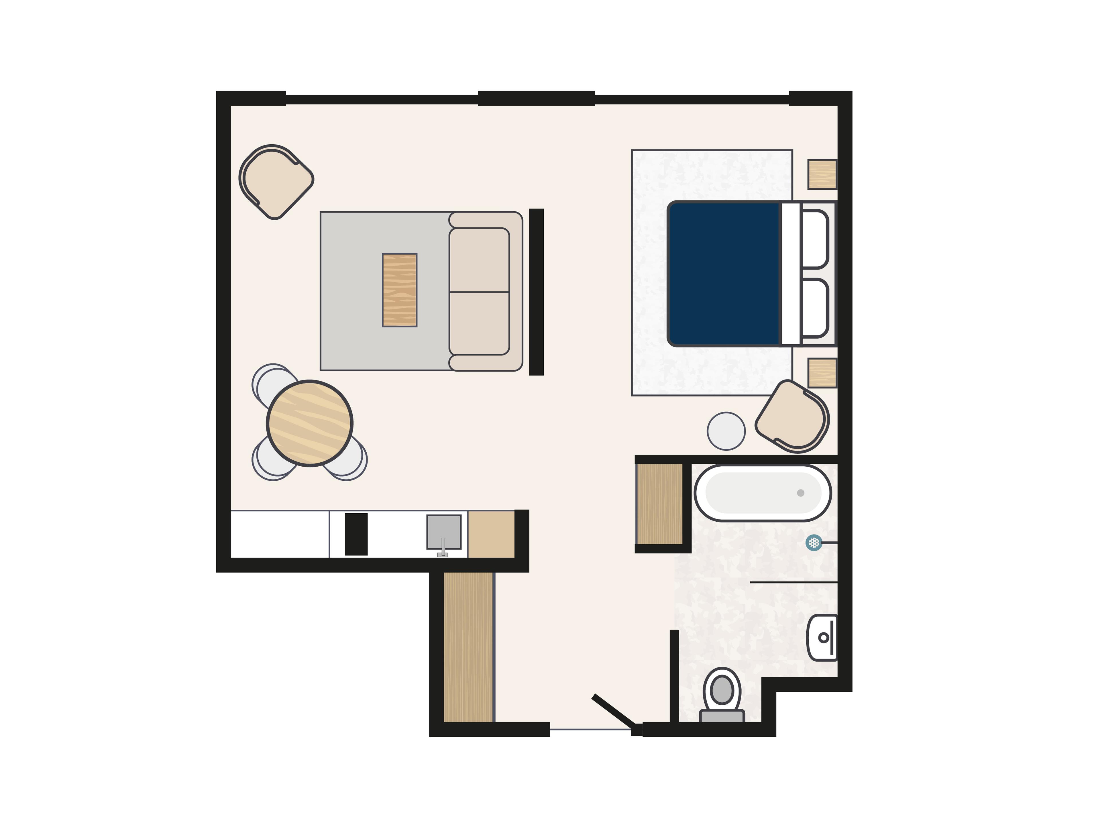 Junior Suite met woonkamer en badkamer in Kasteel Steenenburg