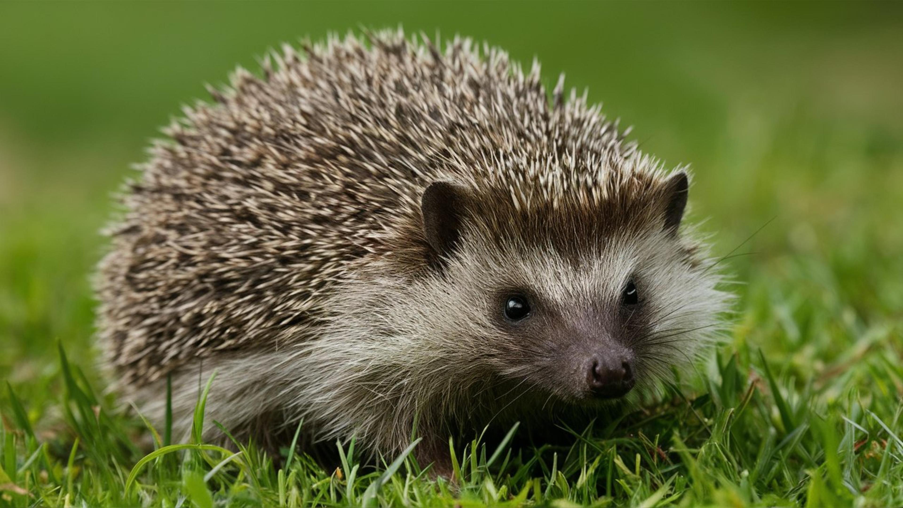 Een egel zit in het gras bij AquaZoo Leeuwarden