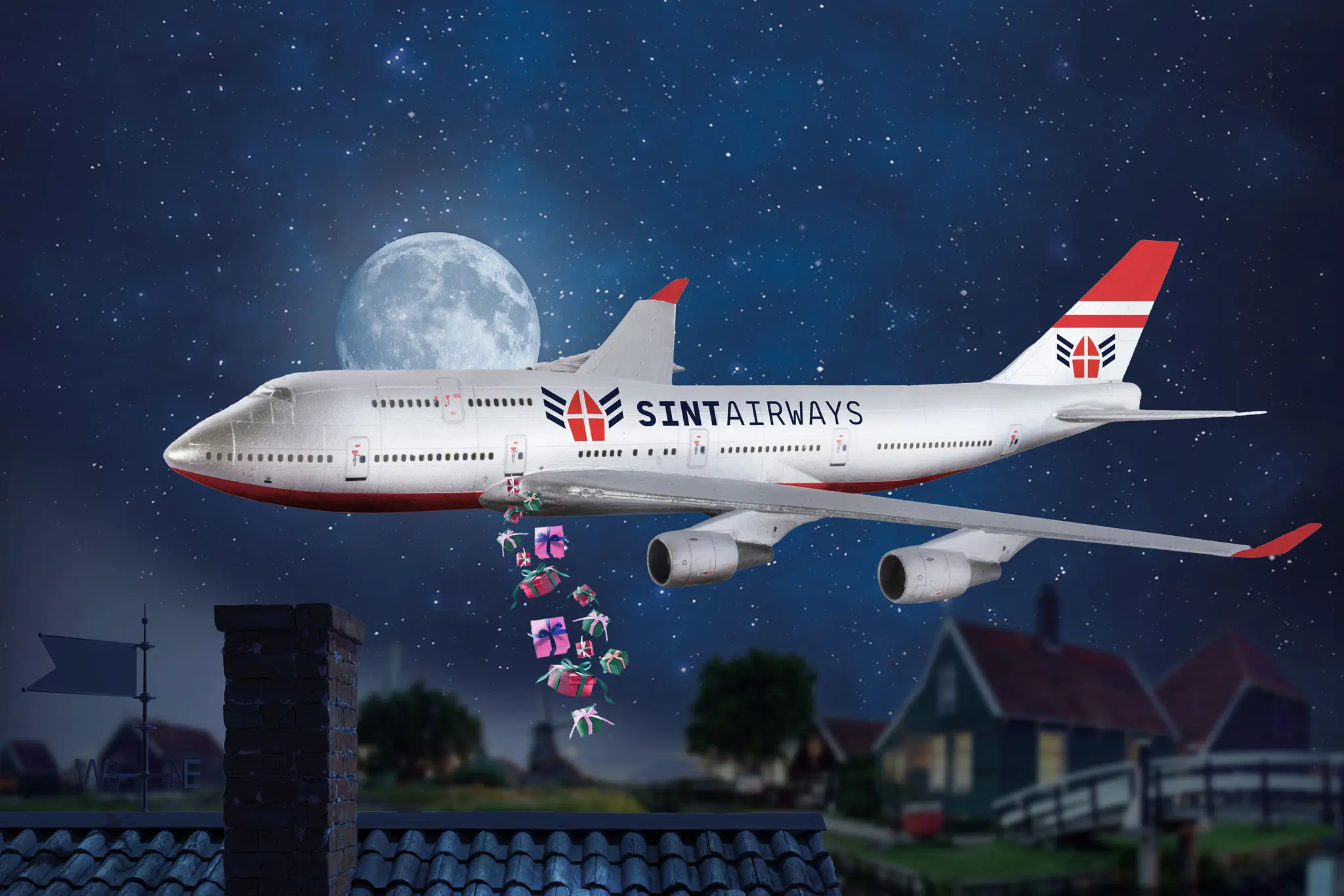 Het vliegtuig van SintAIRklaas bij Luchtvaartmuseum Aviodrome