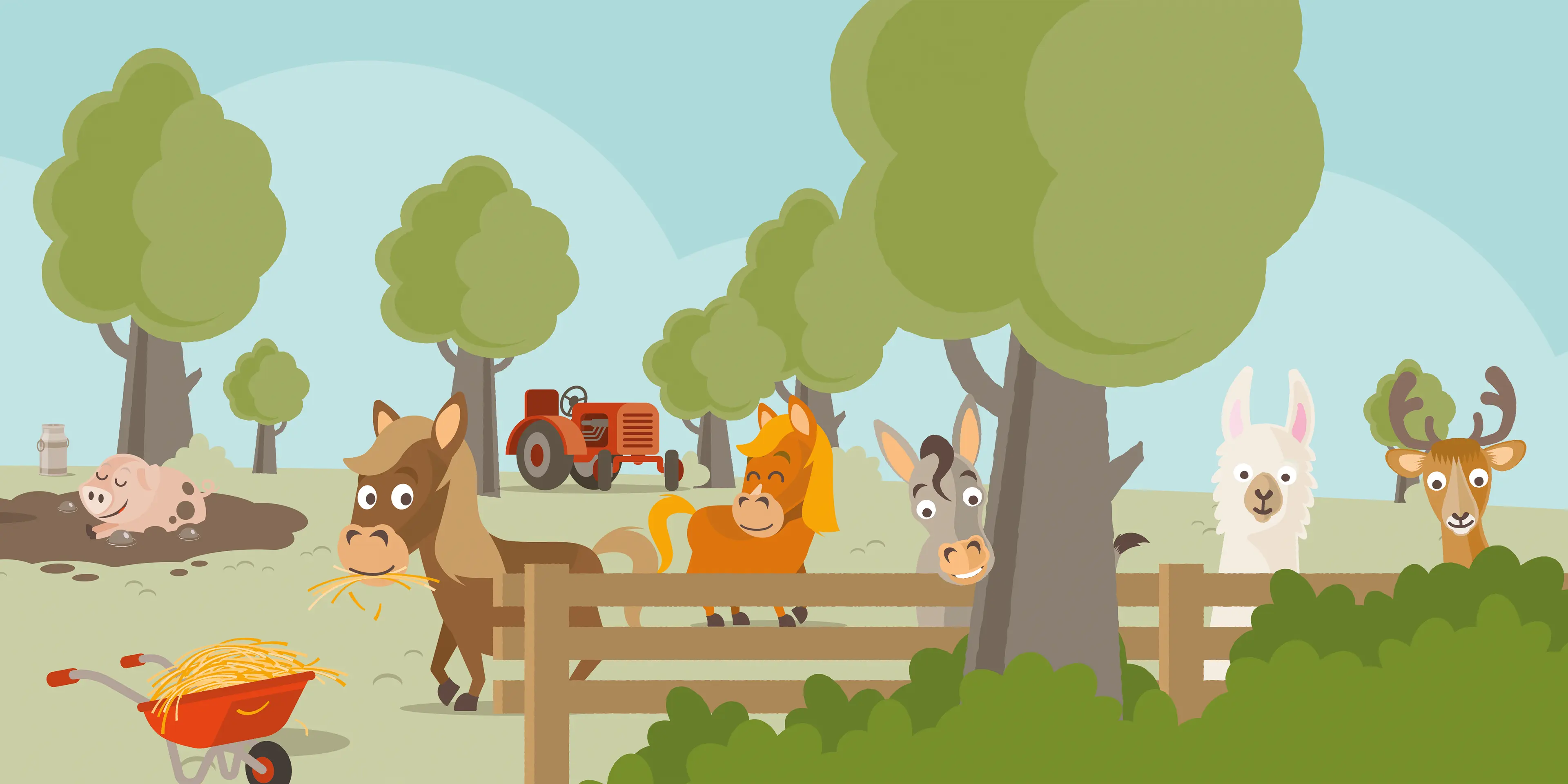 Dieren illustratie boerderij van Vakantiepark Dierenbos