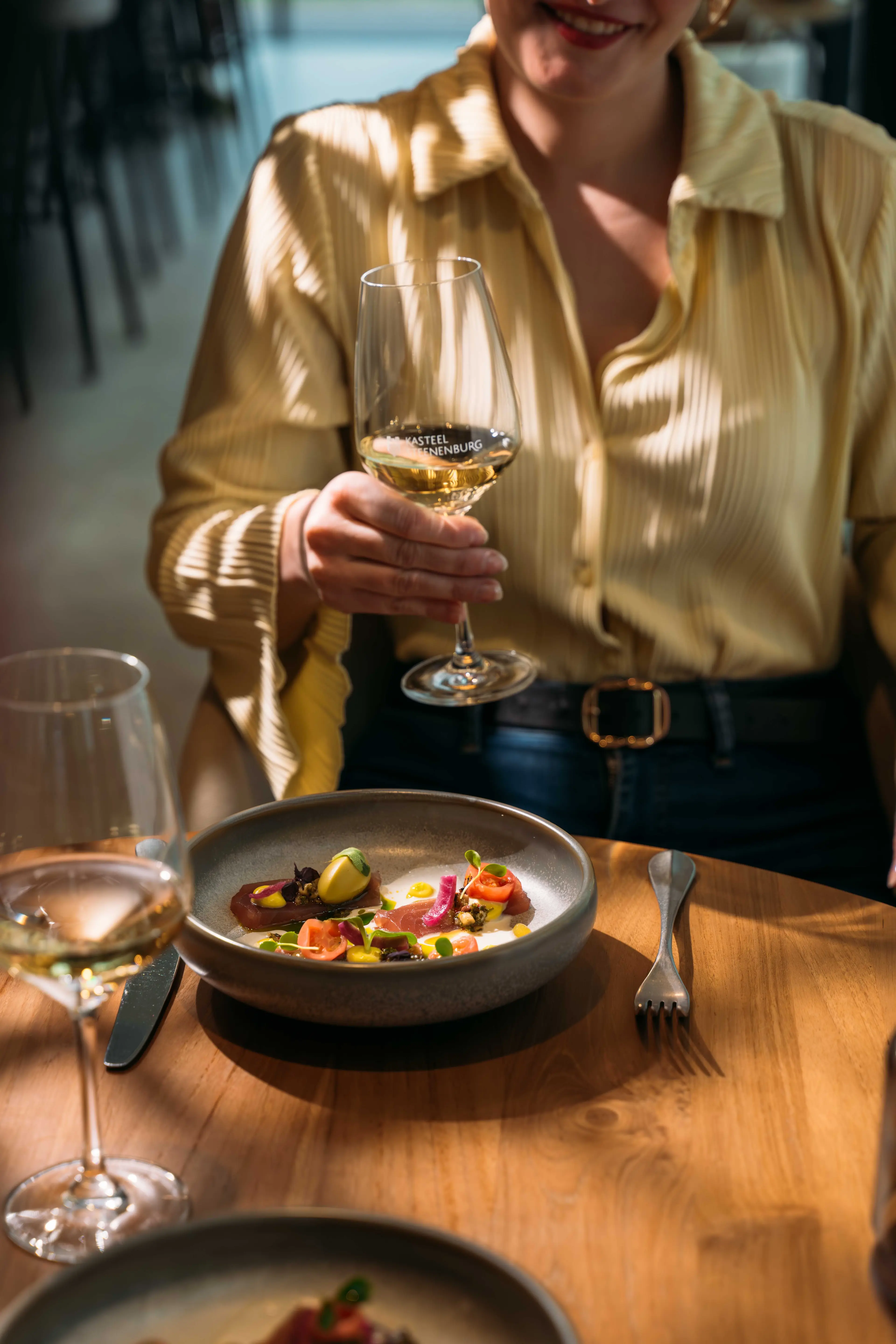 Wijn en met diner in Orangerie Steenenburg in Kasteel Steenenburg
