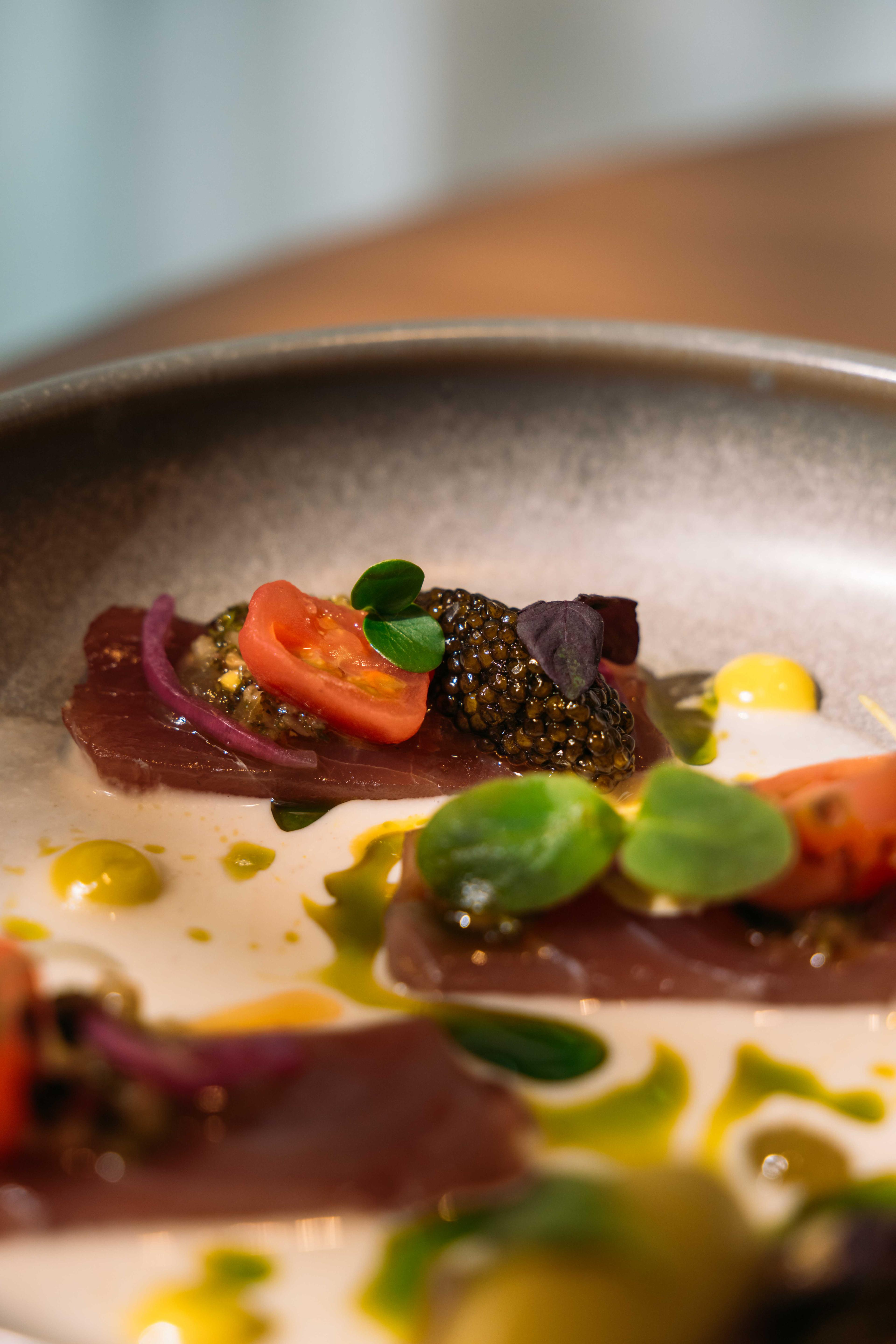 Close-up van een gerecht in de Orangerie in Kasteel Steenenburg