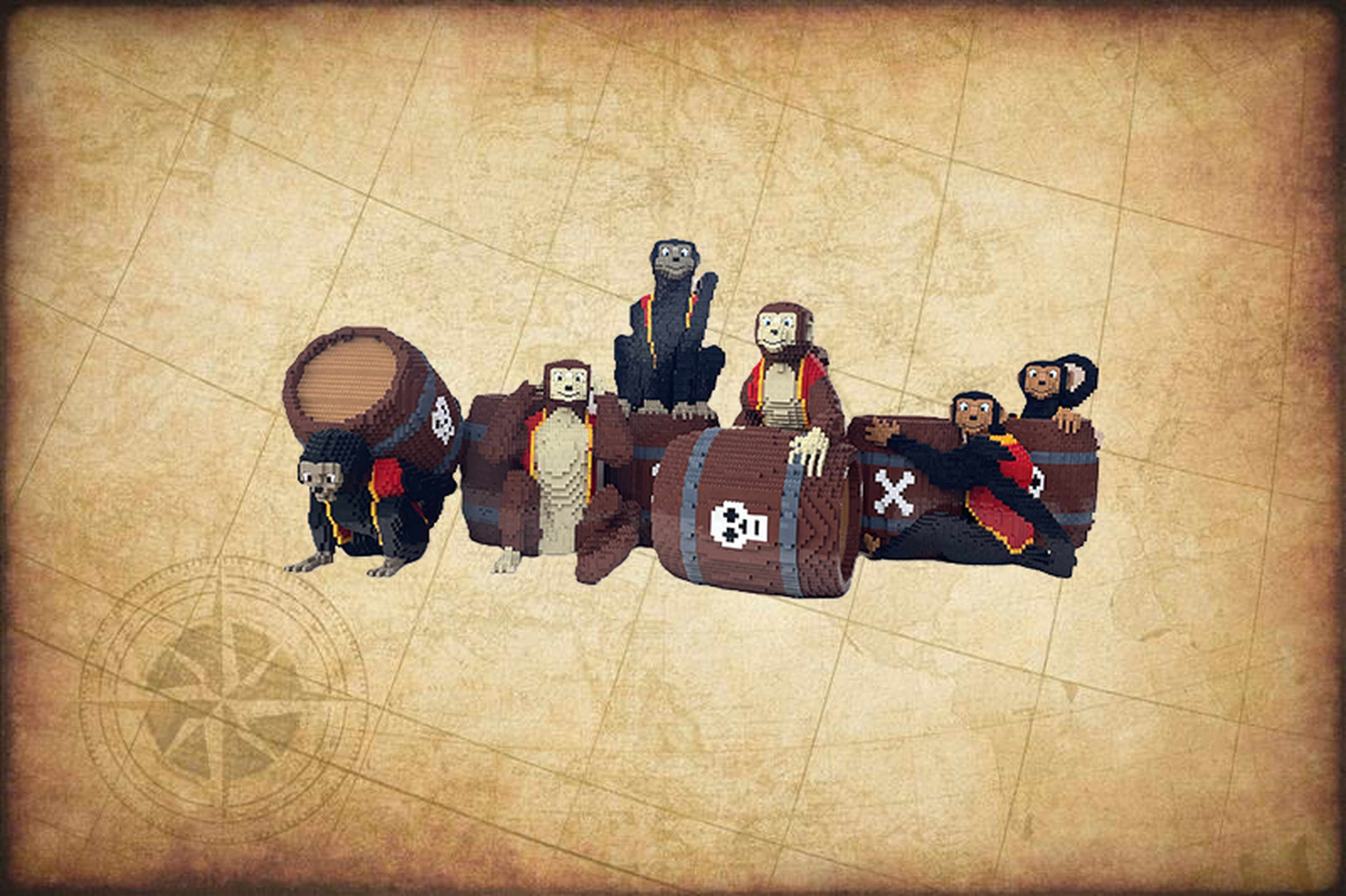 Kruidjongens apen van bricks tijdens Piraten in de Zoo in AquaZoo Leeuwarden