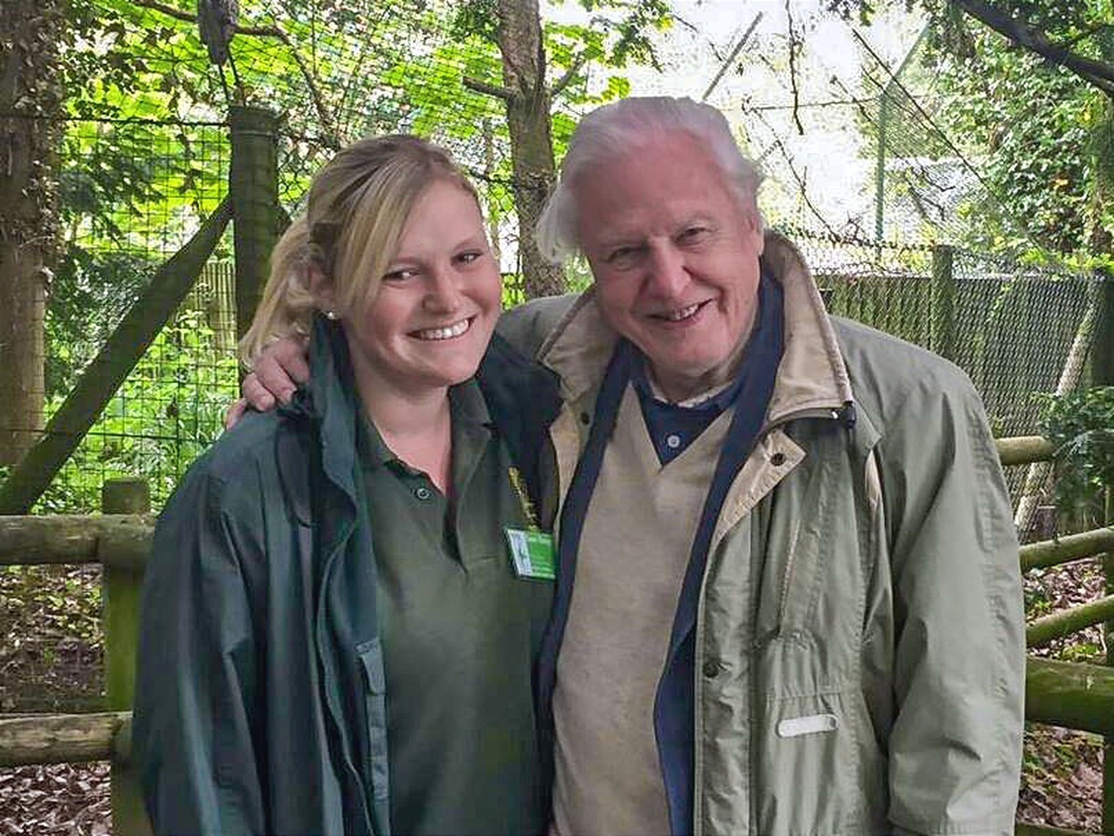 Paignton Zoo keeper Sam Gray with Sir David Attenborough