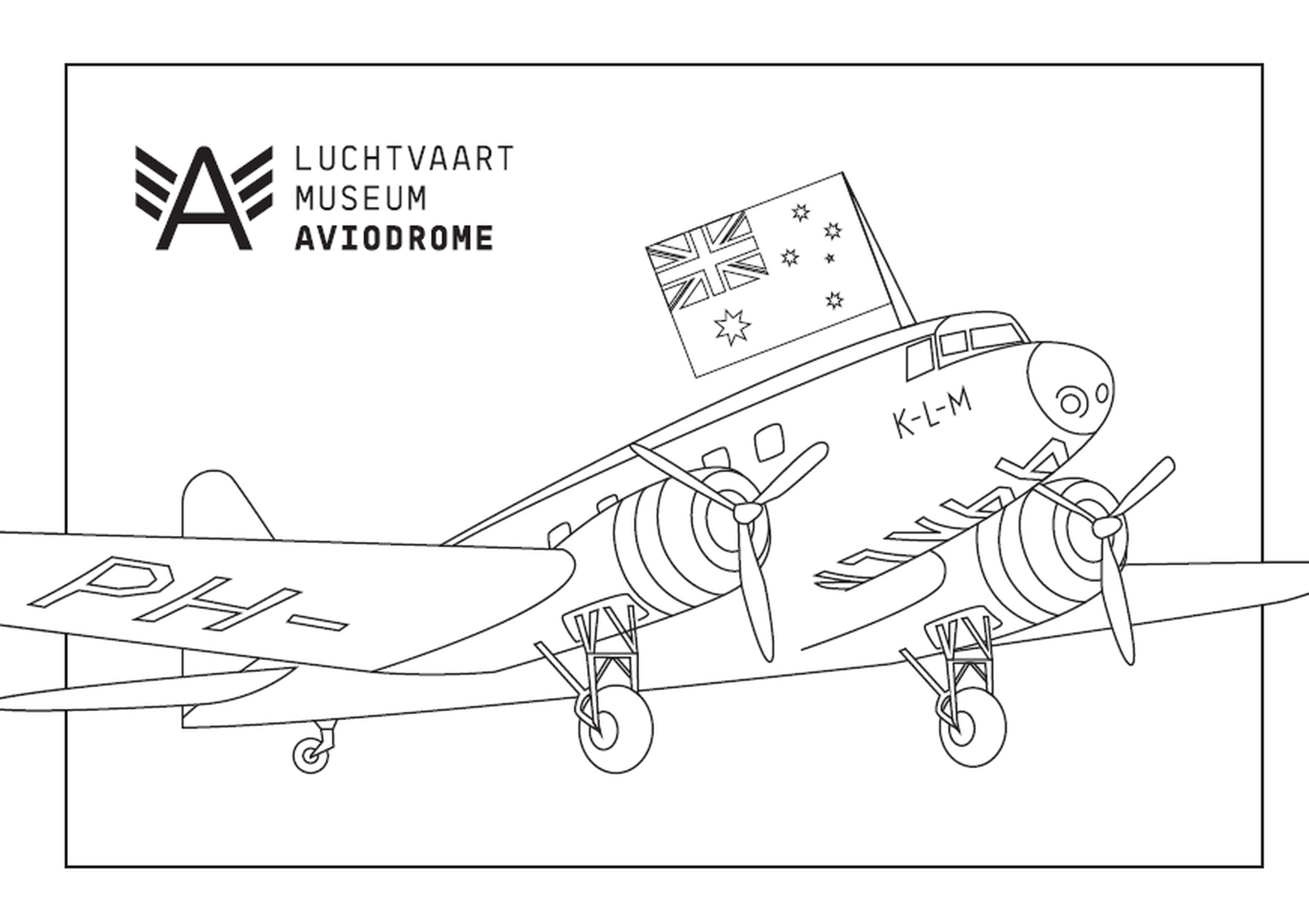 Kleurplaat van de Uiver van Luchtvaartmuseum Aviodrome